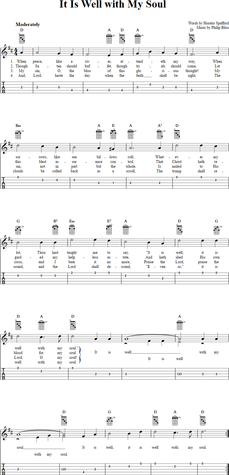 It Is Well Chords It Is Well With My Soul Chords Sheet Music And Tab For Banjo With