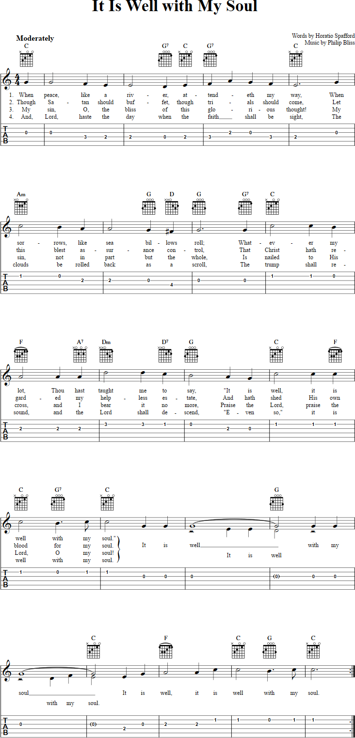 It Is Well Chords It Is Well With My Soul Chords Sheet Music And Tab For Guitar
