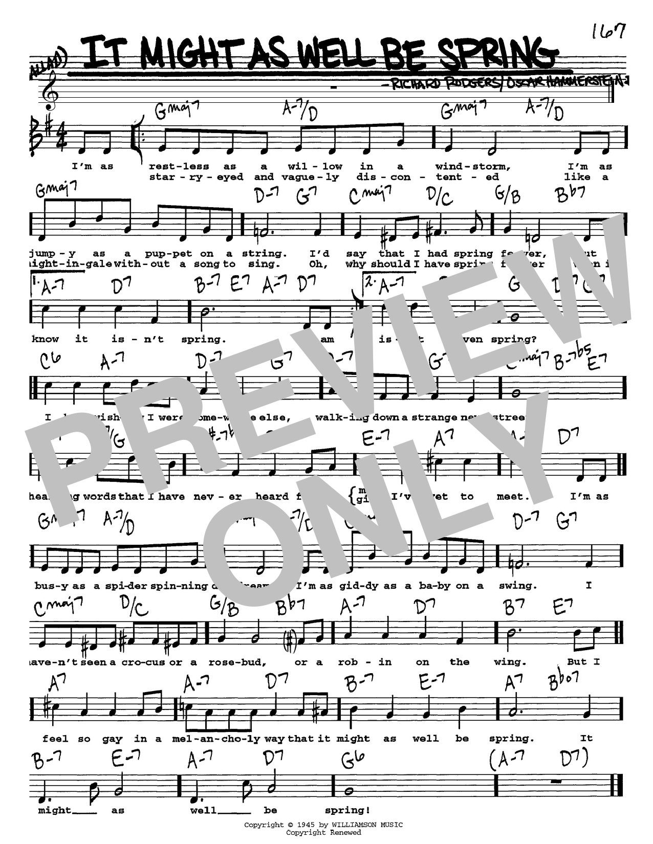 It Is Well Chords It Might As Well Be Spring Rodgers Hammerstein Real Book Melody Lyrics Chords C Instruments Digital Sheet Music