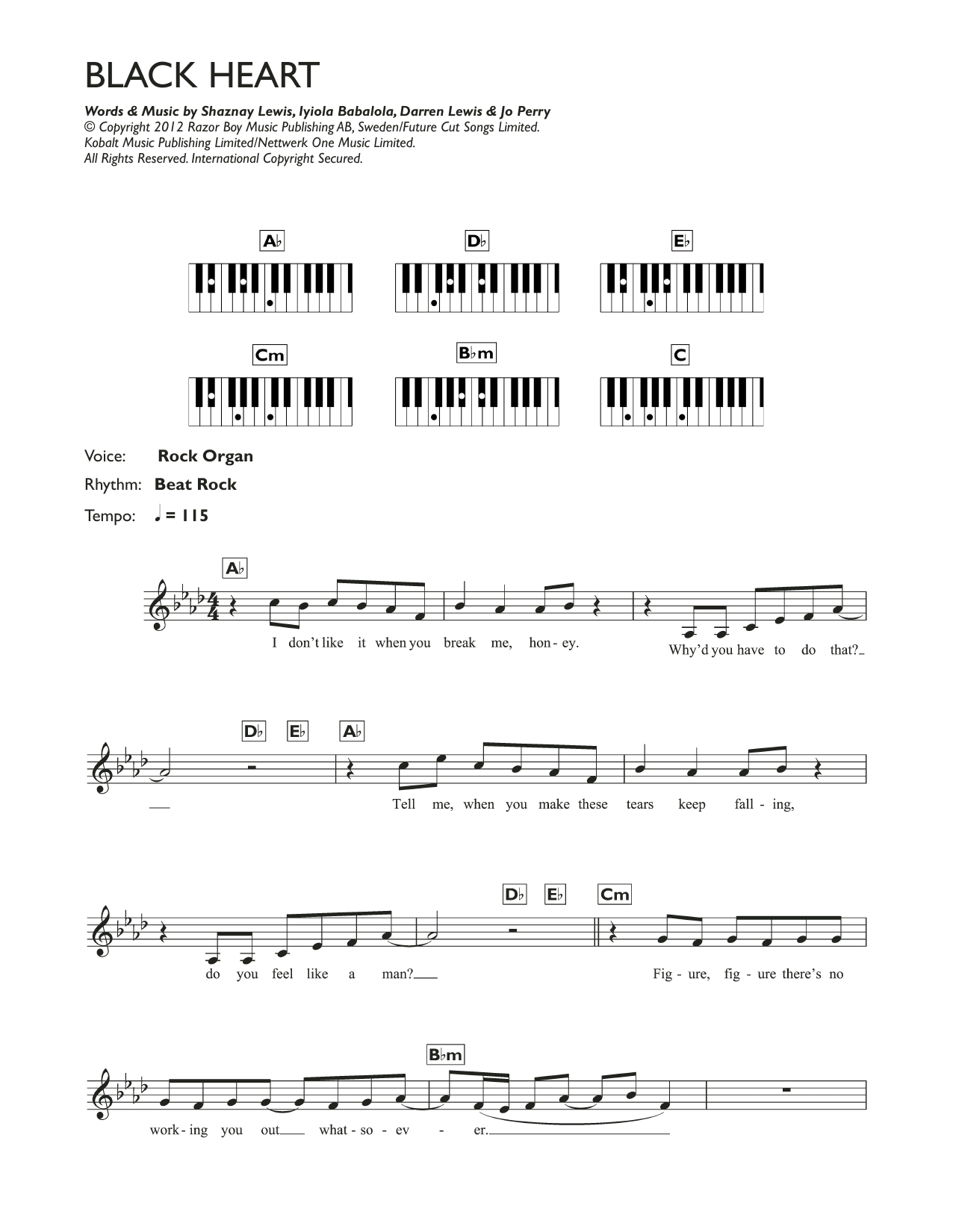 Jar Of Hearts Chords Black Heart Stooshe Piano Vocal Guitar Right Hand Melody Digital Sheet Music