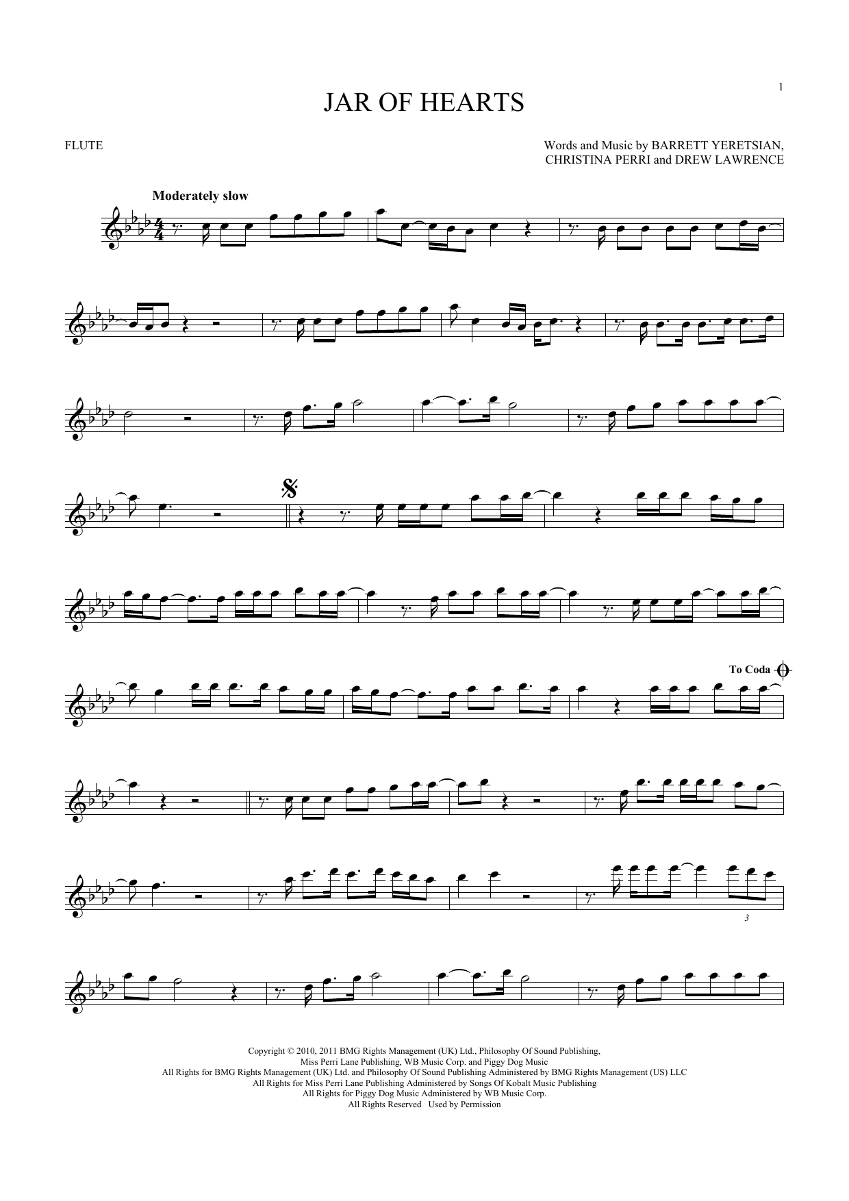 Jar Of Hearts Chords Christina Perri Jar Of Hearts Sheet Music Notes Chords Download Printable Flute Solo Sku 180594