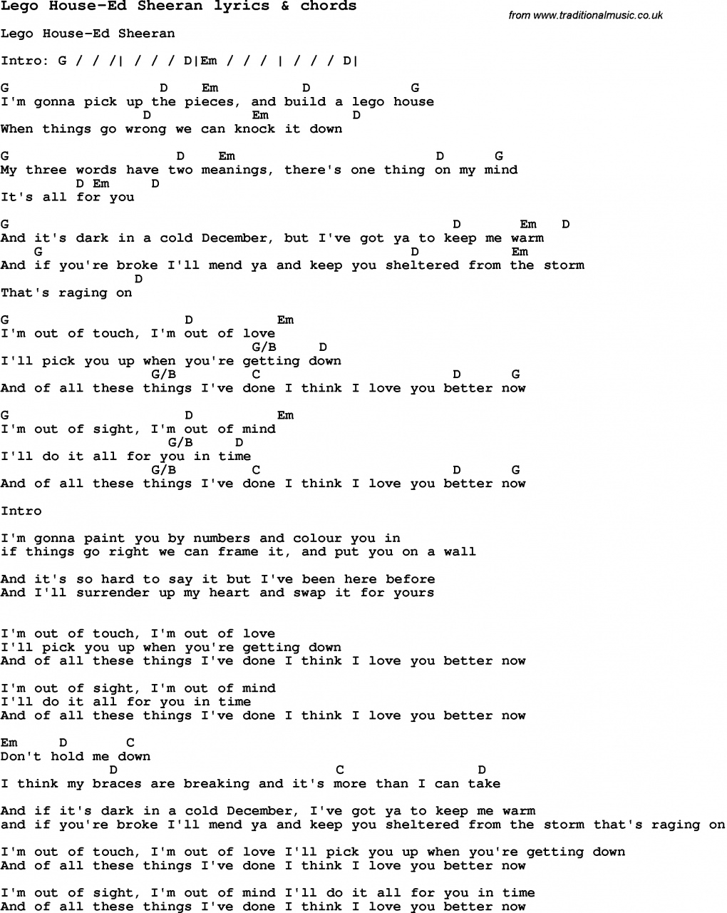 Jar Of Hearts Chords Katy Perry Jar Of Hearts Love Song Lyrics For Lego House Ed Sheeran