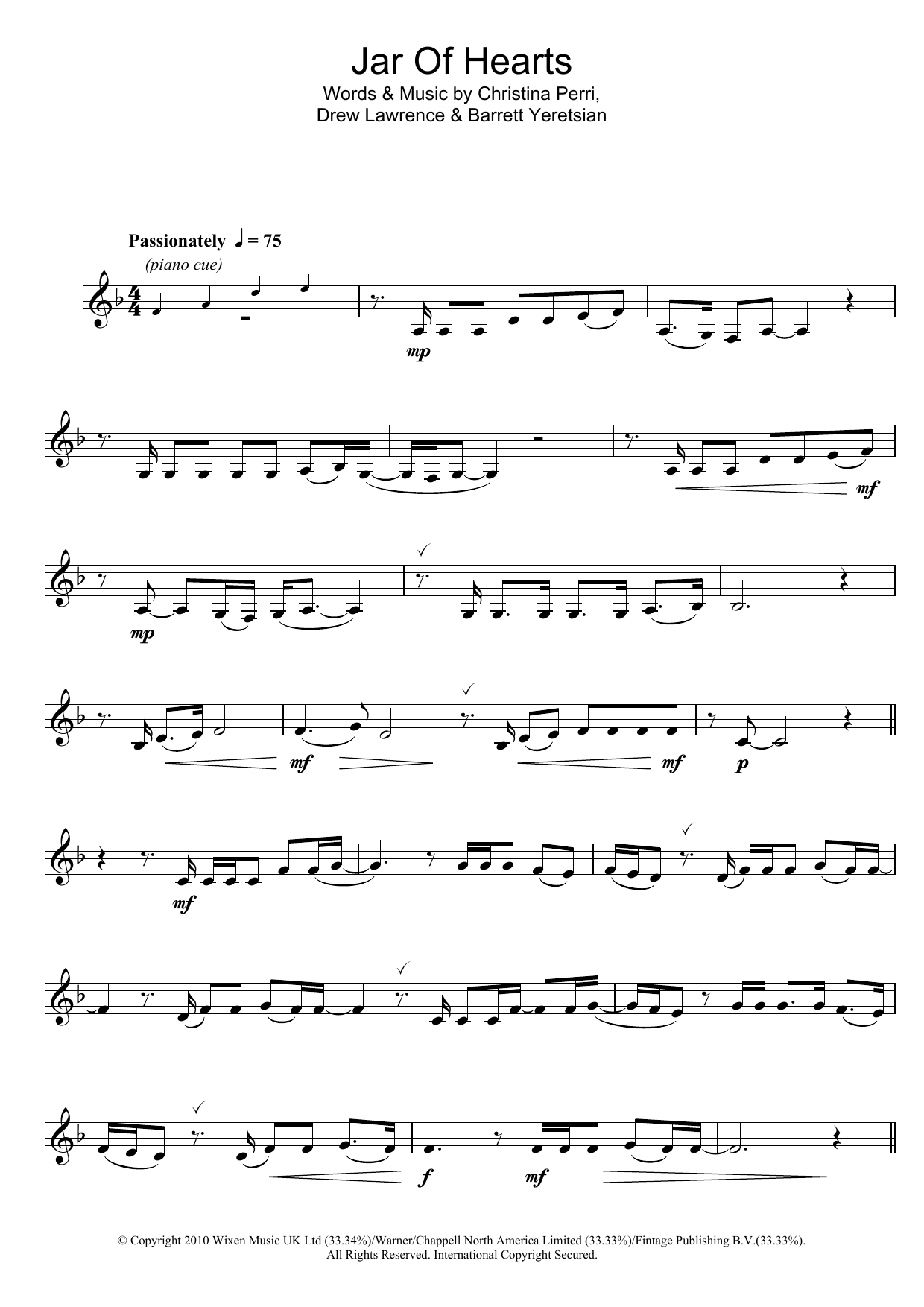 Jar Of Hearts Chords Sheet Music Digital Files To Print Licensed Barrett Yeretsian
