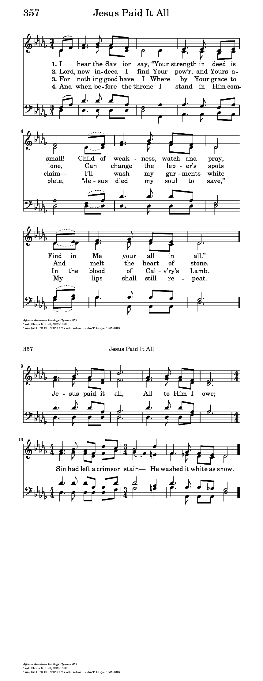 Jesus Paid It All Chords Jesus Paid It All Hymnary