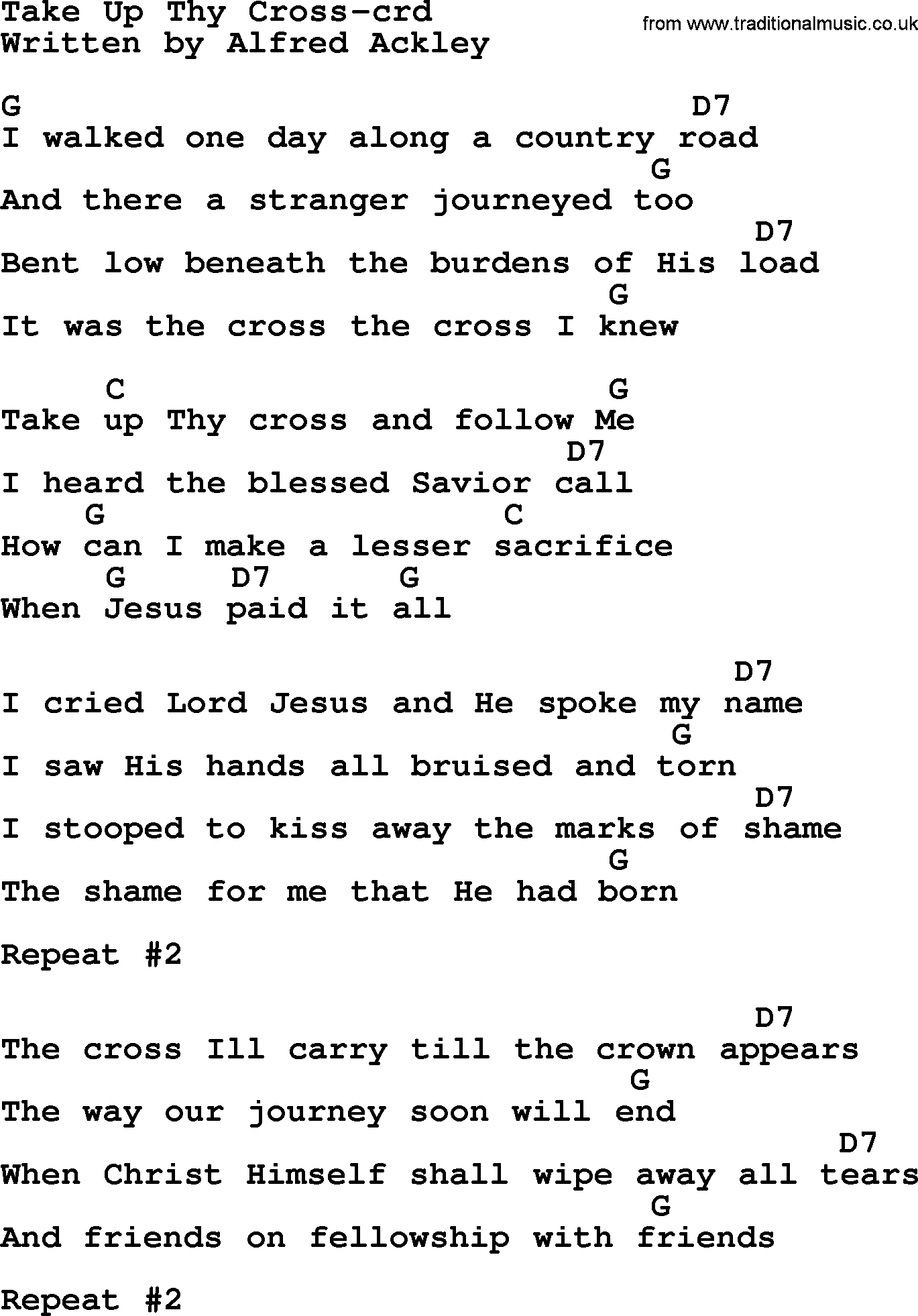 Jesus Paid It All Chords Top 500 Hymn Take Up Thy Cross Lyrics Chords And Pdf