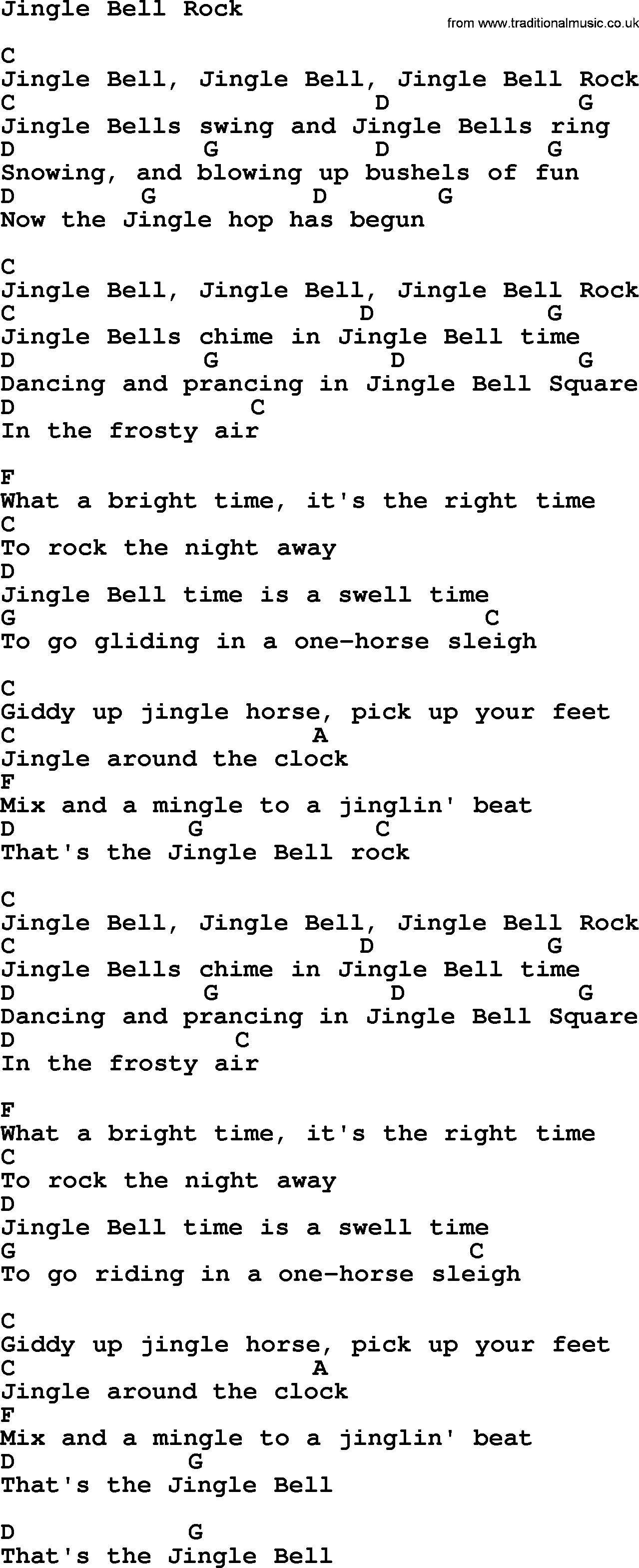 Jingle Bell Rock Chords Jingle Bell Rock George Strait Lyrics And Chords