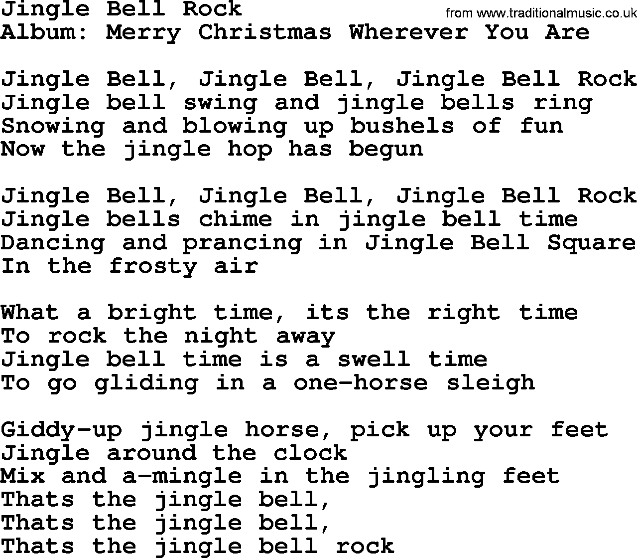 Jingle Bell Rock Chords Jingle Bell Rock George Strait Lyrics