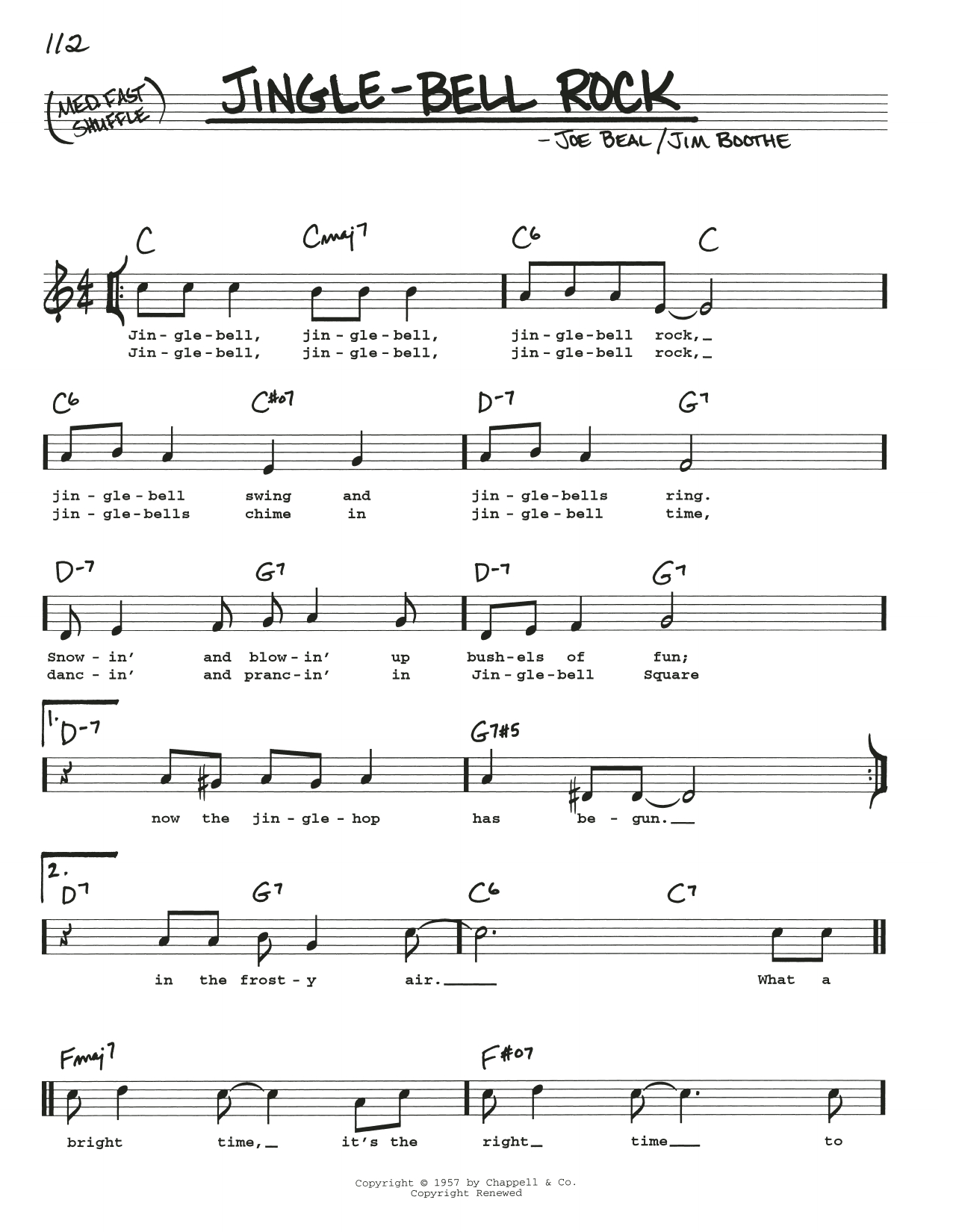 Jingle Bell Rock Chords Jingle Bell Rock Jim Boothe Real Book Melody Lyrics Chords Digital Sheet Music
