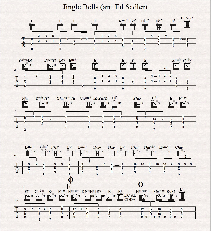 Jingle Bells Chords Jingle Bells Chord Melody For Guitar Part 2 Vancouver Guitar Lessons