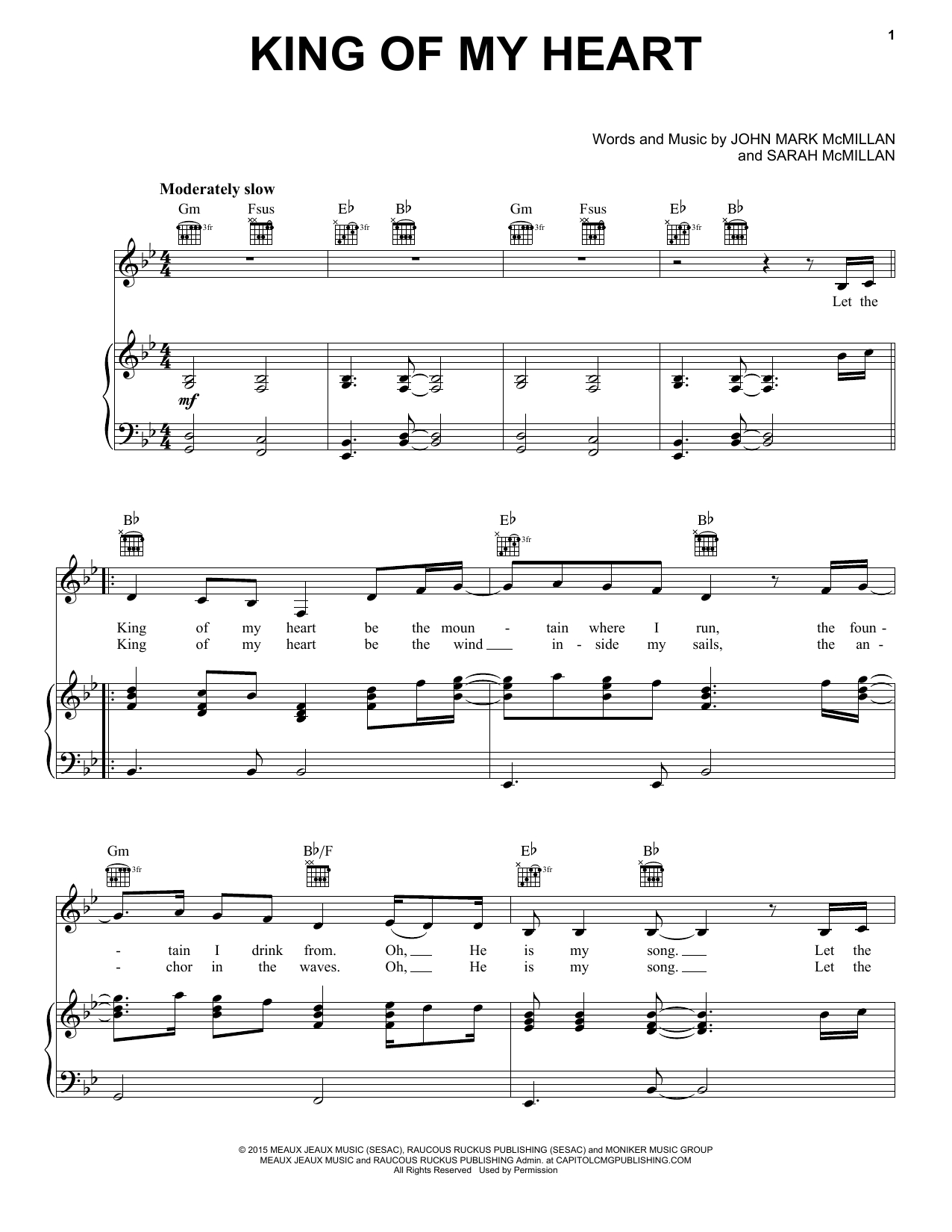 King Of My Heart Chords John Mark Mcmillan King Of My Heart Sheet Music Notes Chords Download Printable Piano Vocal Guitar Right Hand Melody Sku 180388