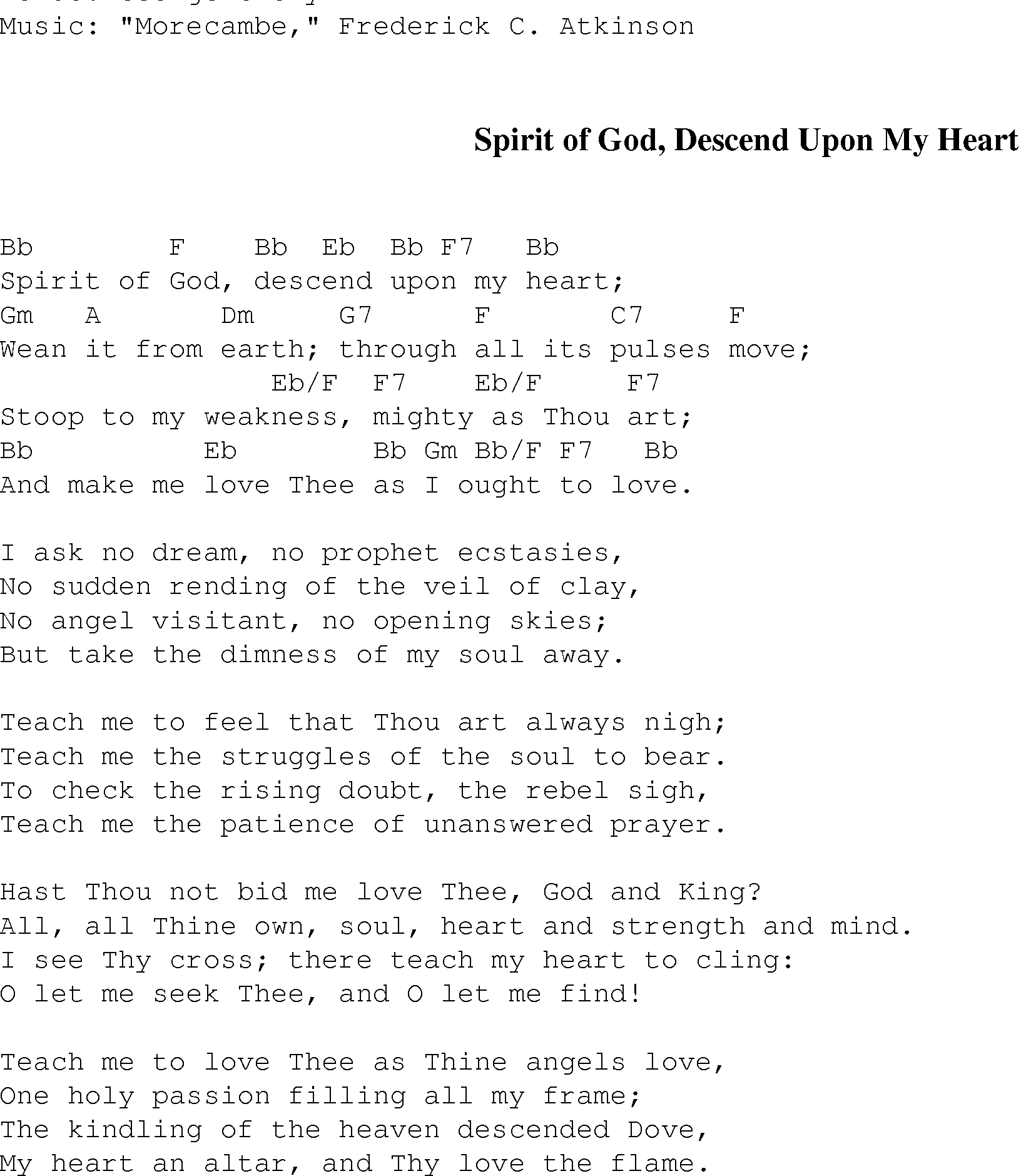 King Of My Heart Chords Spirit Of God Descend On My Heart Christian Gospel Song Lyrics