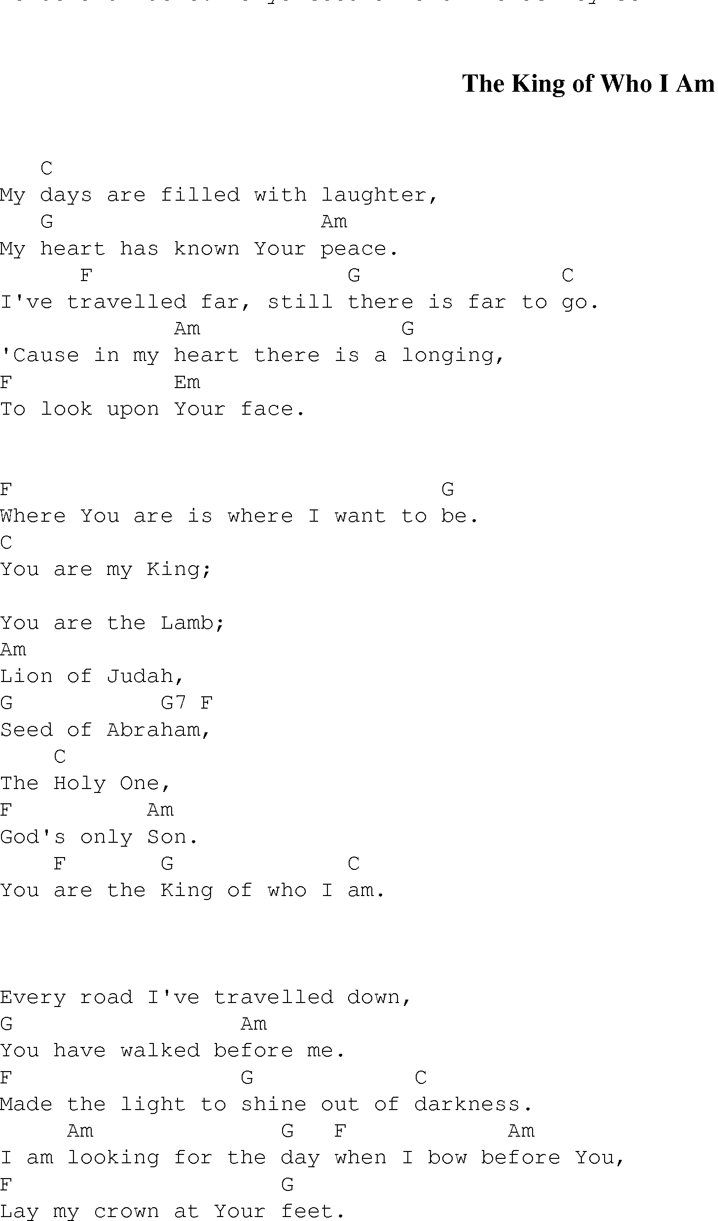 King Of My Heart Chords The King Of Who I Am Christian Gospel Song Lyrics And Chords