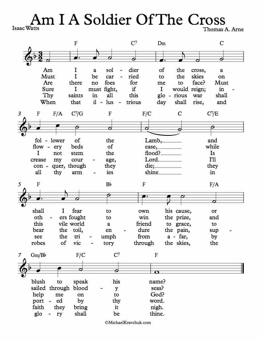 Lead Me To The Cross Chords Free Lead Sheet Am I A Soldier Of The Cross Michael Kravchuk