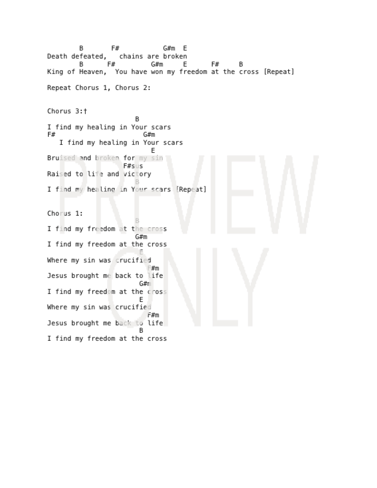 Lead Me To The Cross Chords Freedom At The Cross Lead Sheet Lyrics Chords Life Worship