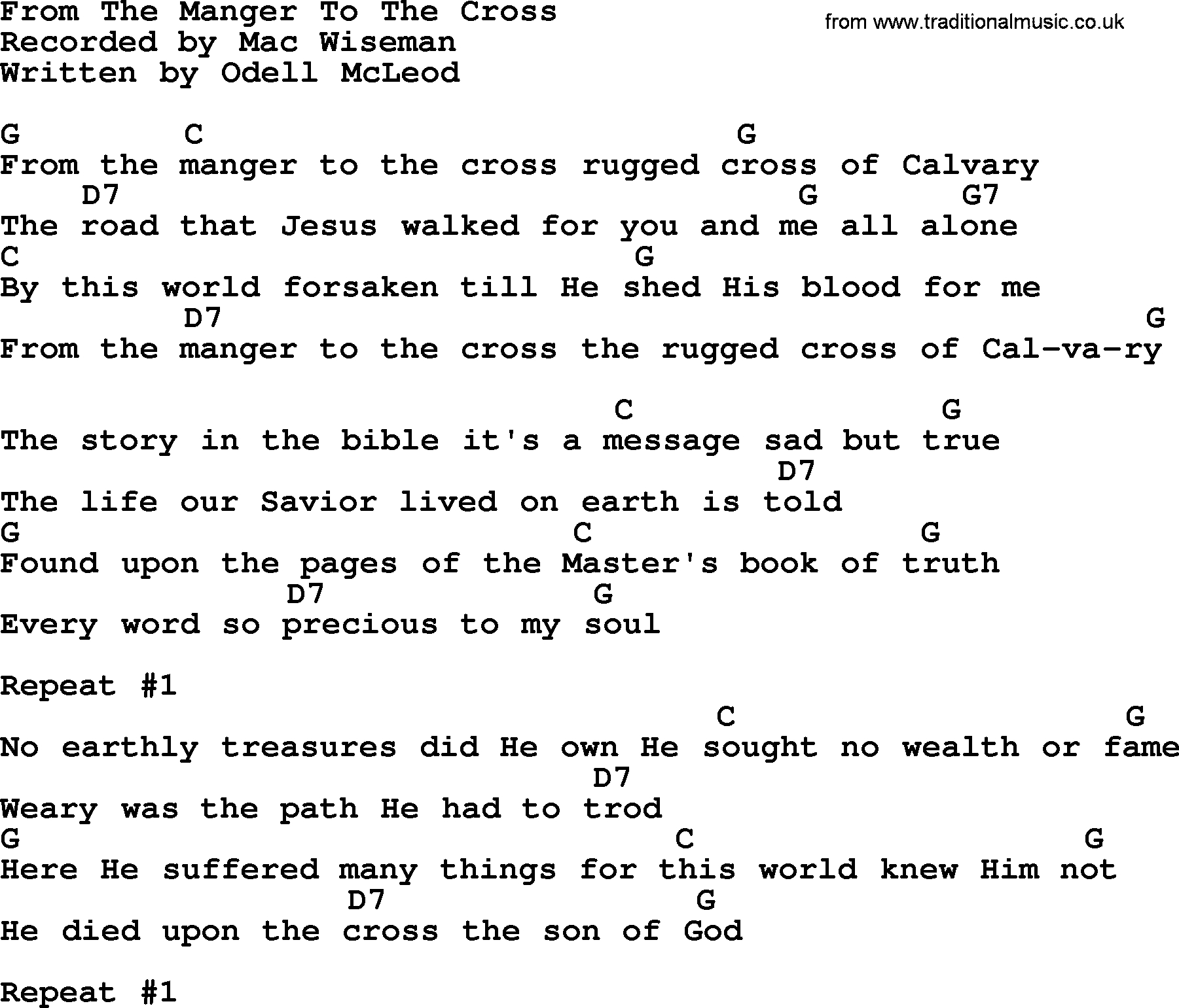 Lead Me To The Cross Chords From The Manger To The Cross Bluegrass Lyrics With Chords