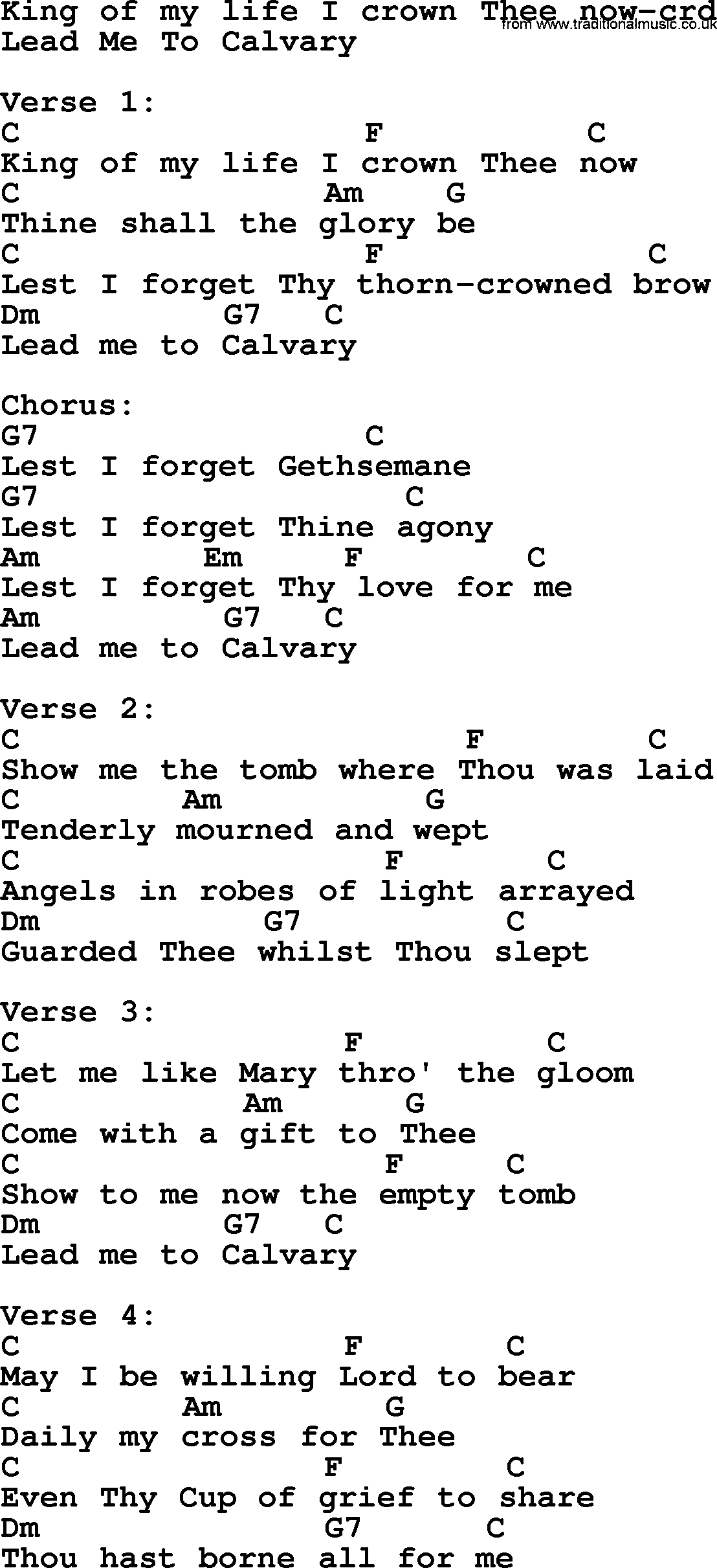Lead Me To The Cross Chords Top 500 Hymn King Of My Life I Crown Thee Now Lyrics Chords And Pdf