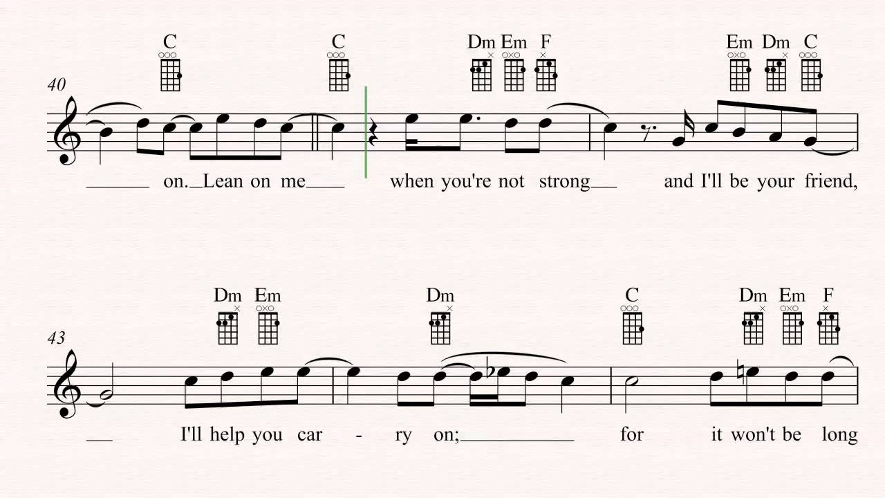 Lean On Me Chords Ukulele Lean On Me Bill Withers Sheet Music Chords Vocals