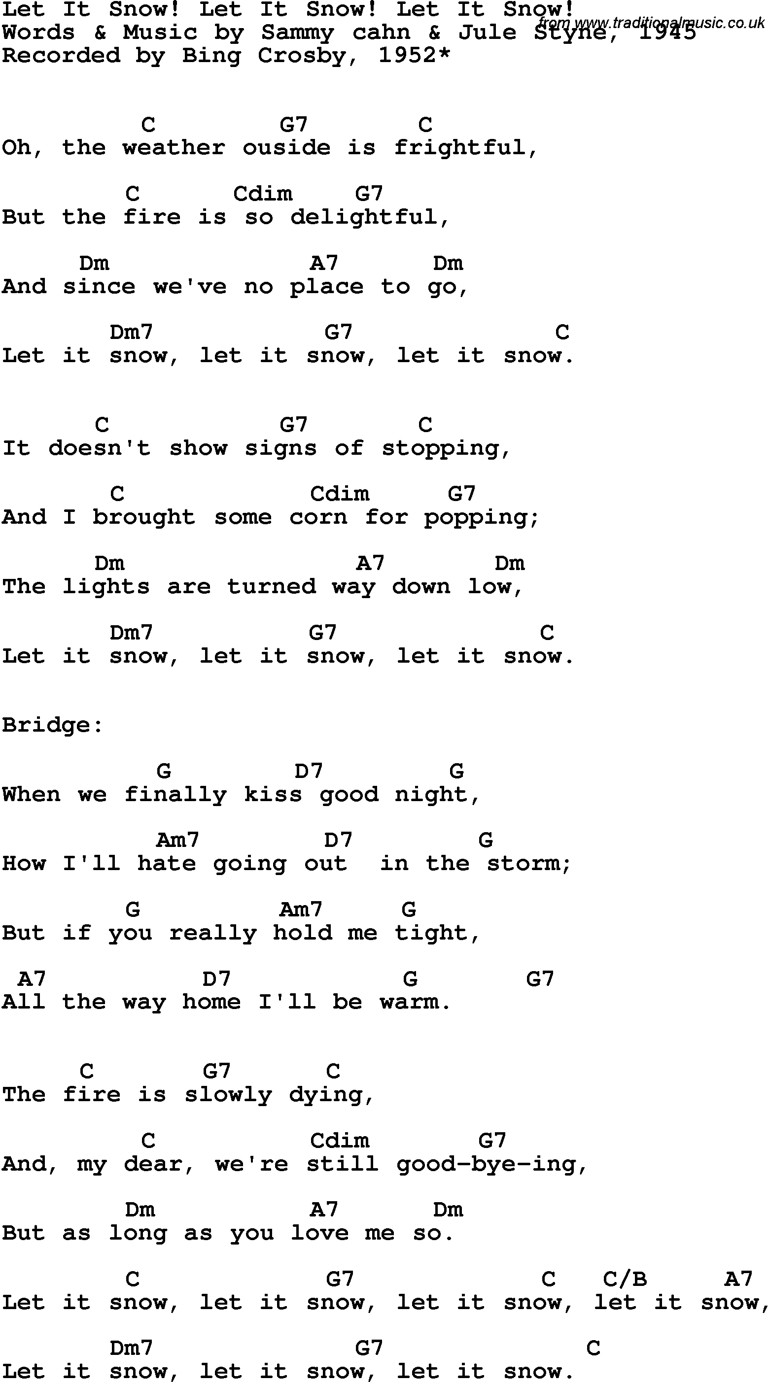 Let It Be Chords Song Lyrics With Guitar Chords For Let It Snow Bing Cros 1952