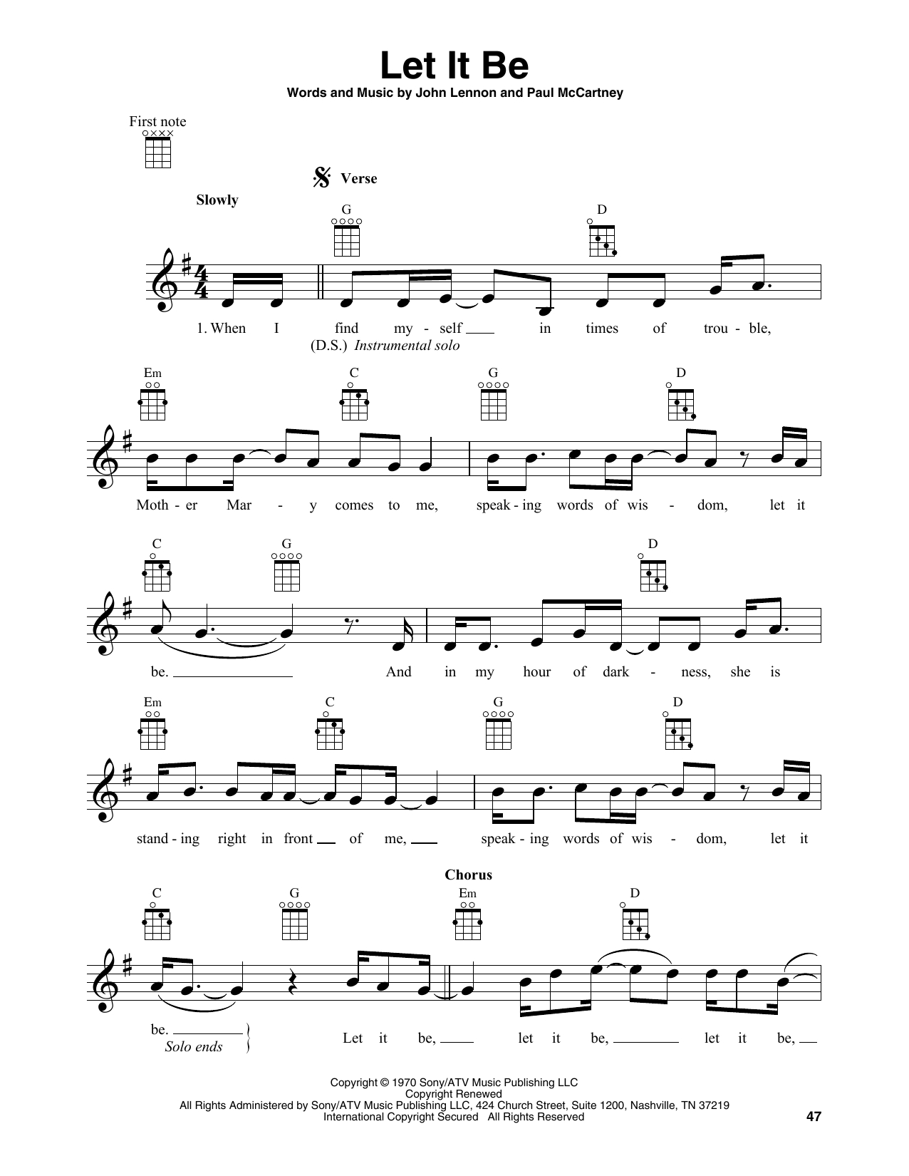 Let It Be Chords The Beatles Let It Be Sheet Music Notes Chords Download Printable Banjo Tab Sku 414950