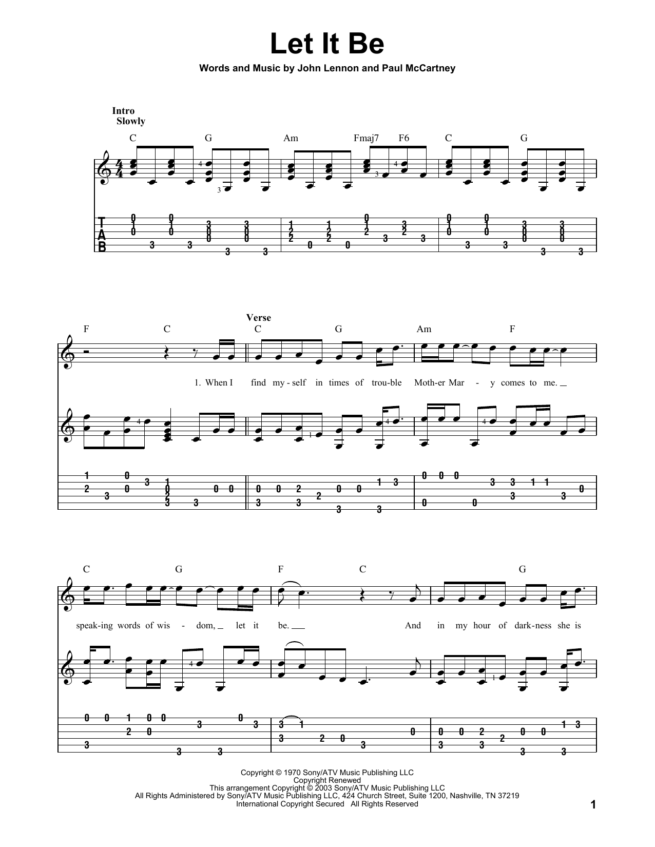 Let It Be Chords The Beatles Let It Be Sheet Music Notes Chords Download Printable Solo Guitar Tab Sku 412705