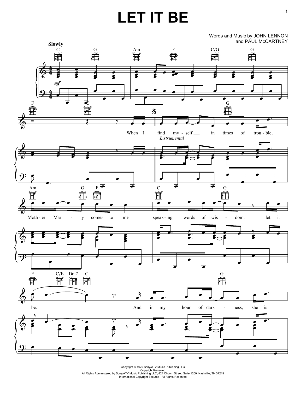 Let It Be Chords The Beatles Let It Be Sheet Music Notes Chords Download Printable Ukulele Sku 154670