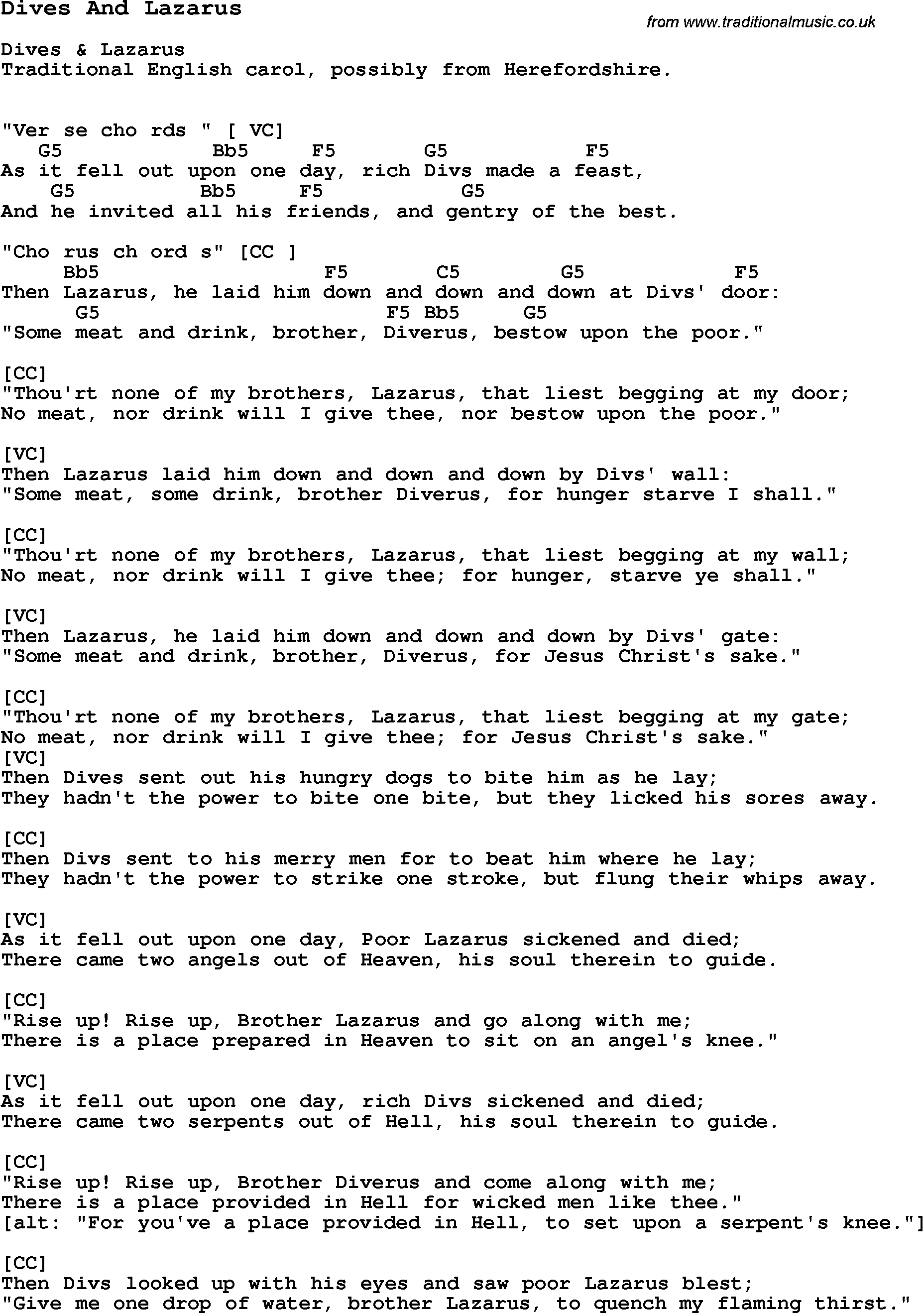 Let It Go James Bay Chords Traditional Song Dives And Lazarus With Chords Tabs And Lyrics