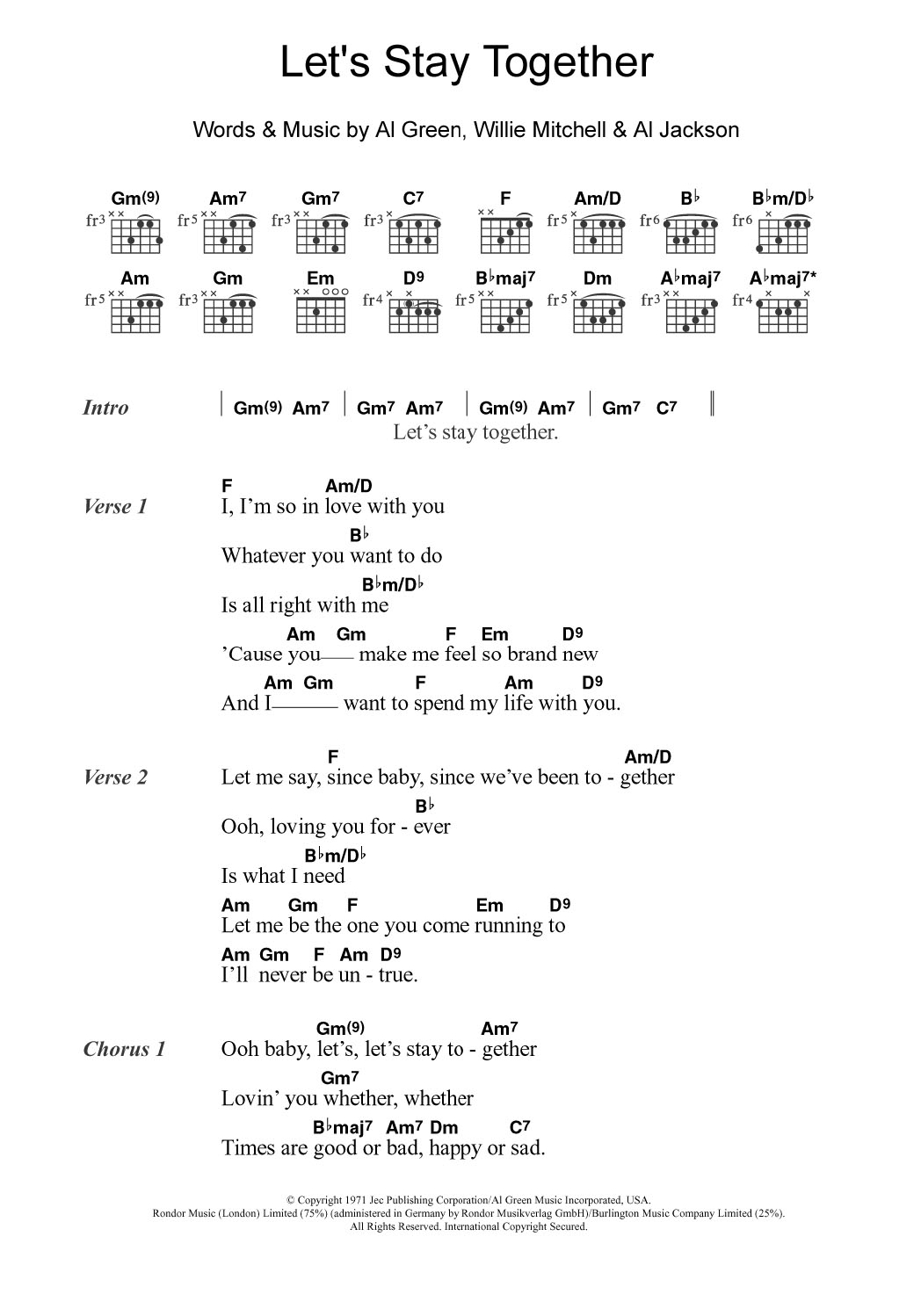 Let's Stay Together Chords Lets Stay Together Al Green Piano Vocal Guitar Right Hand Melody Digital Sheet Music