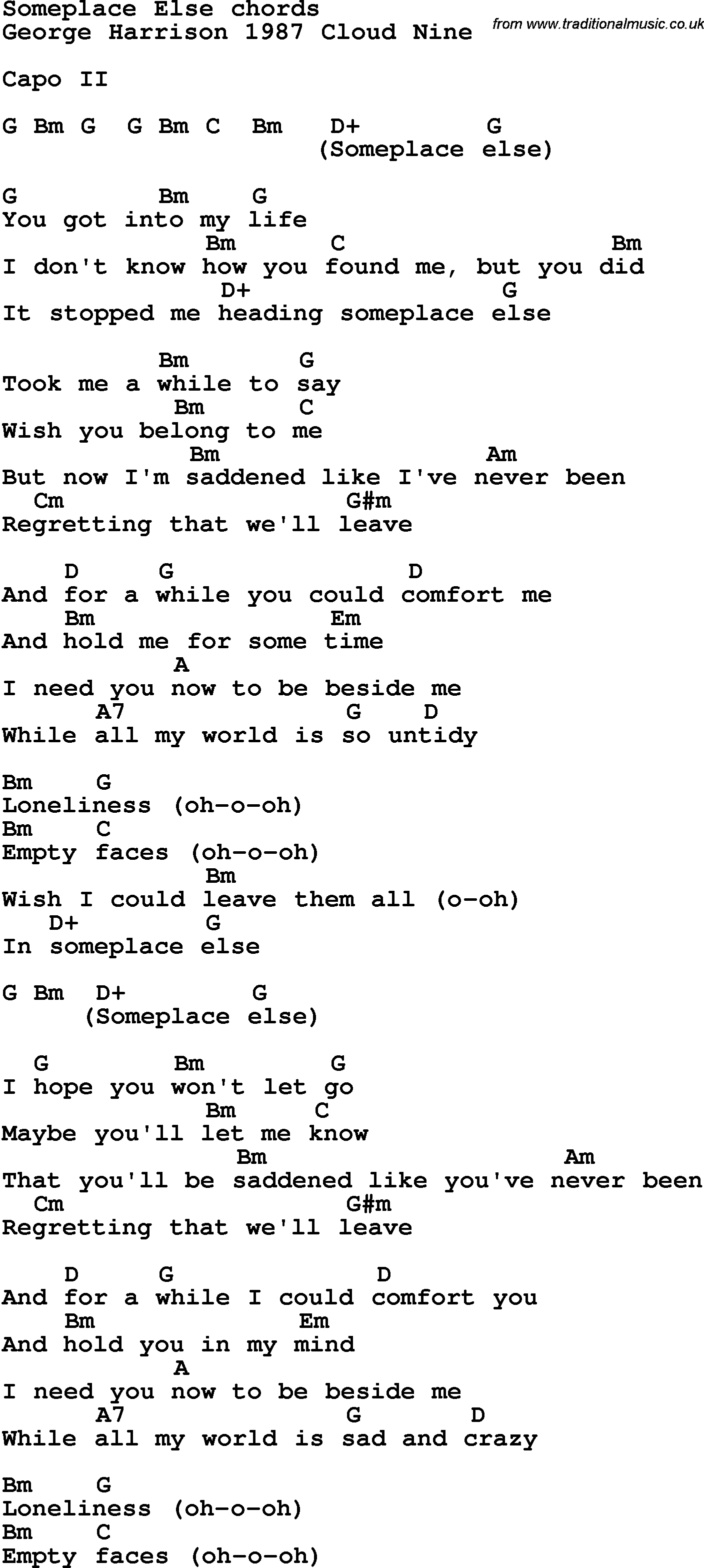 Lion And The Lamb Chords Song Lyrics With Guitar Chords For Someplace Else