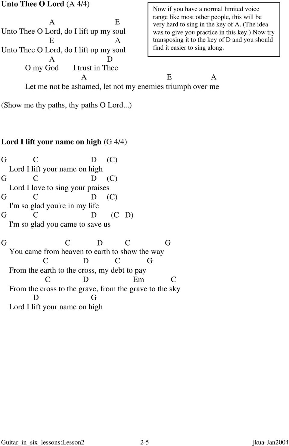 Lord I Lift Your Name On High Chords Lesson 2 For Example God Is So Good In The Key Of Bb Would Look