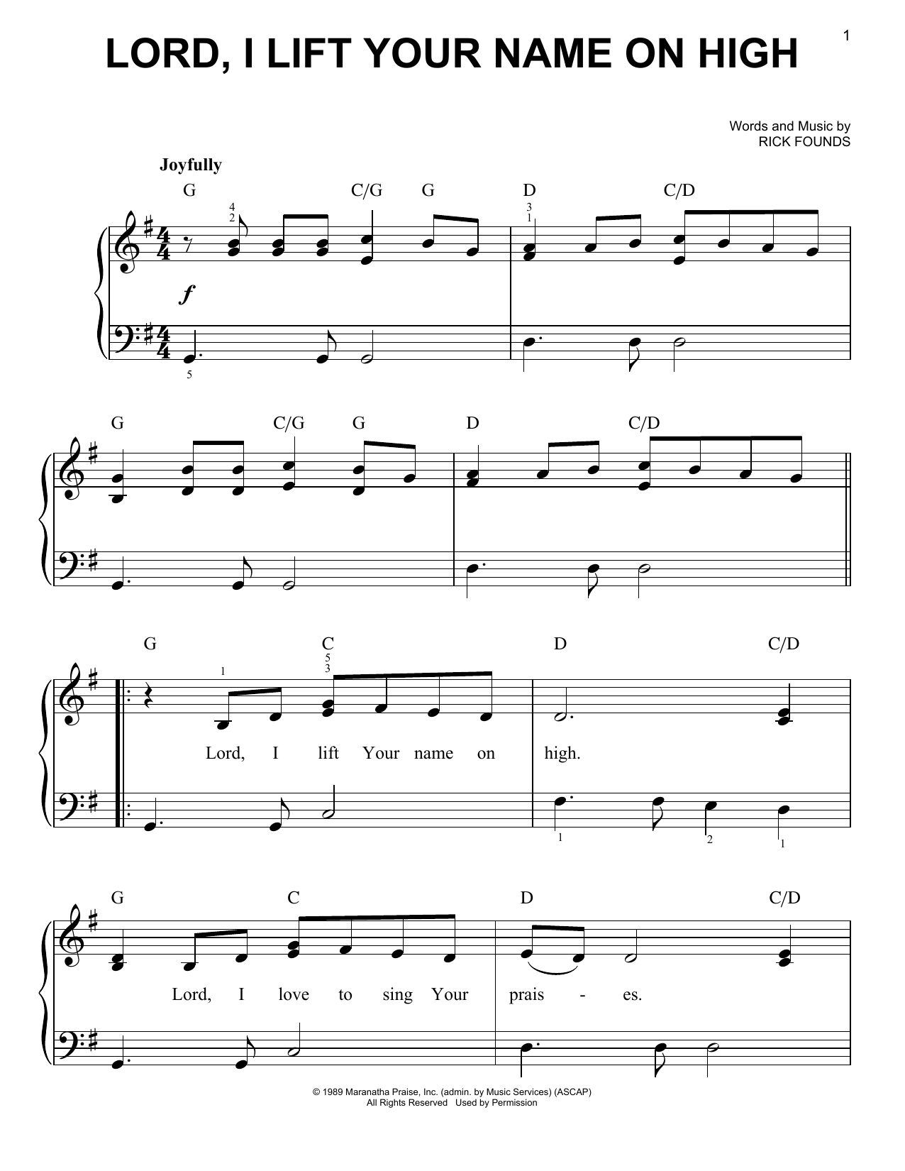 Lord I Lift Your Name On High Chords Rick Founds Lord I Lift Your Name On High Sheet Music Notes Chords Download Printable Easy Piano Sku 91272