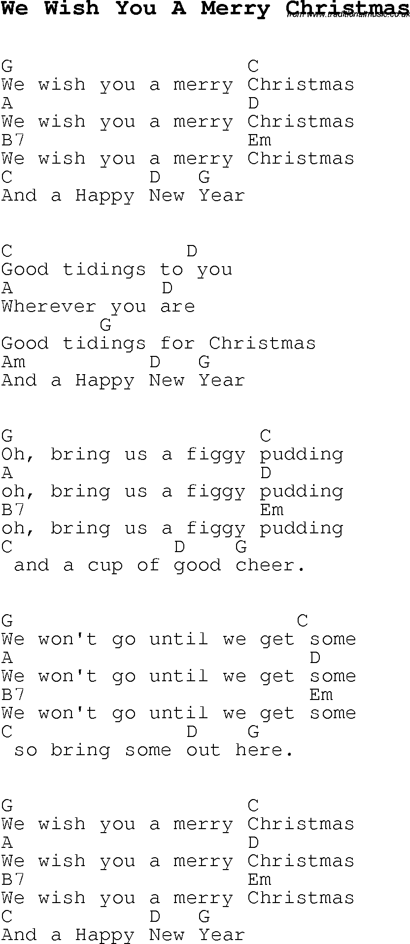Lord I Need You Chords Christmas Carolsong Lyrics With Chords For We Wish You A Merry