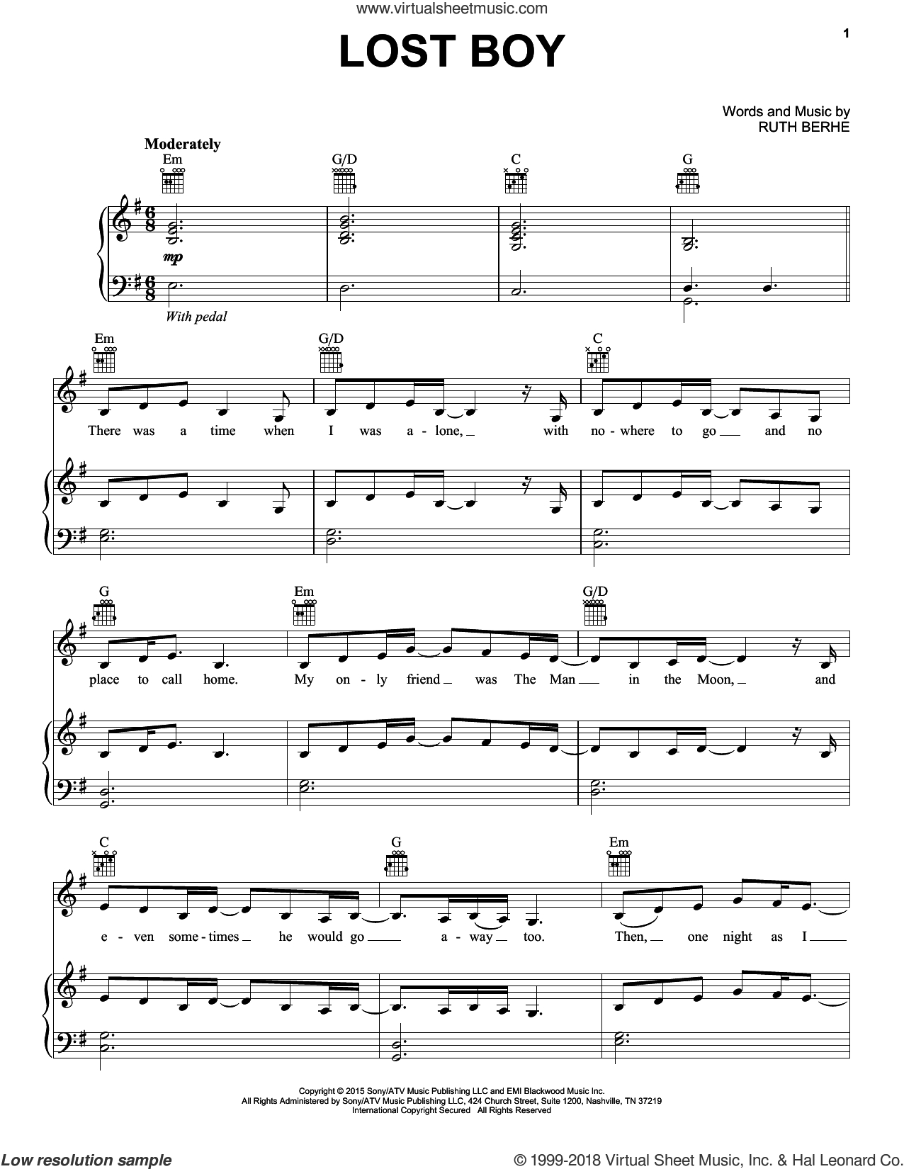 Lost Boy Chords B Lost Boy Sheet Music For Voice Piano Or Guitar Pdf