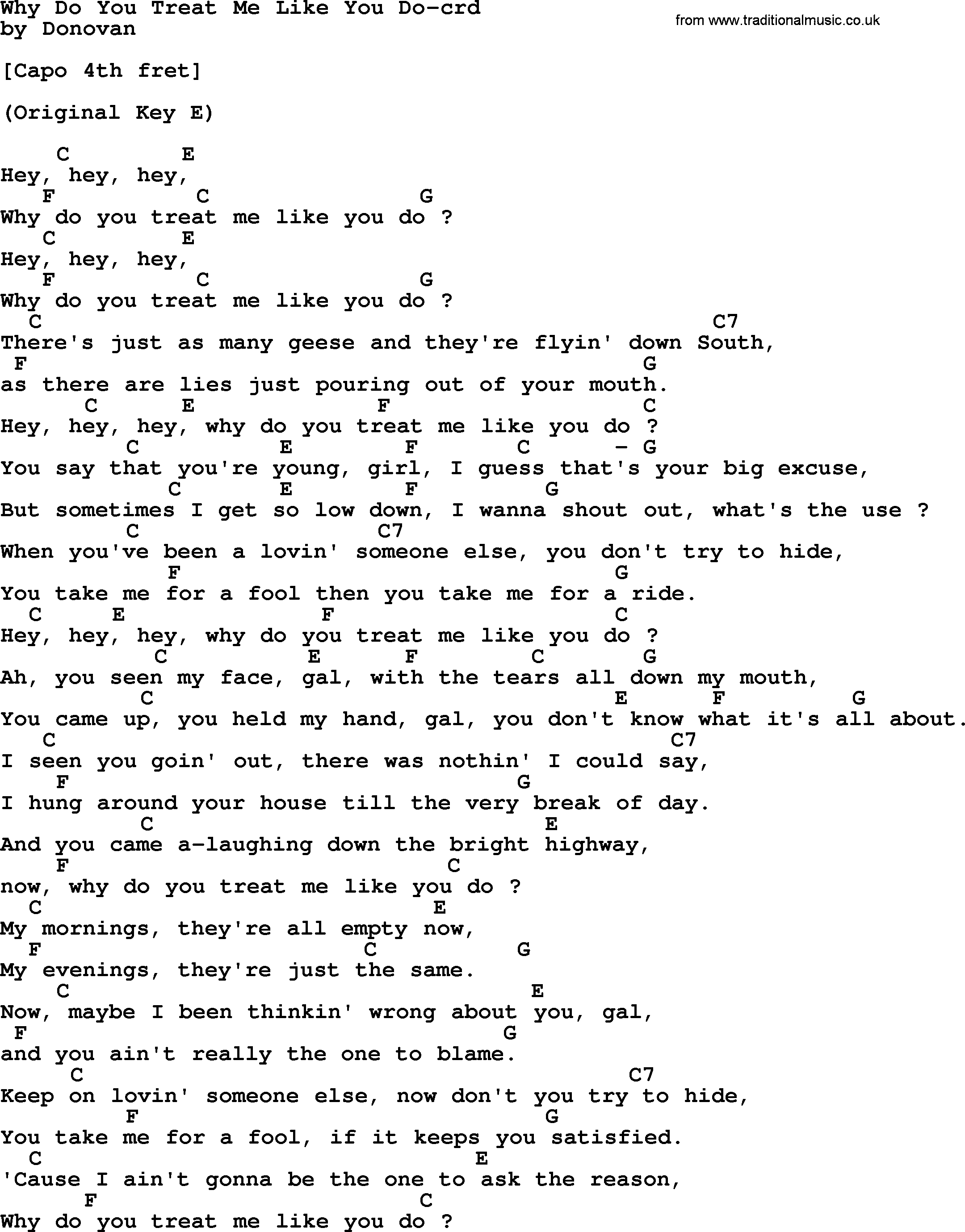 Love Me Like You Do Chords Donovan Leitch Song Why Do You Treat Me Like You Do Lyrics And Chords