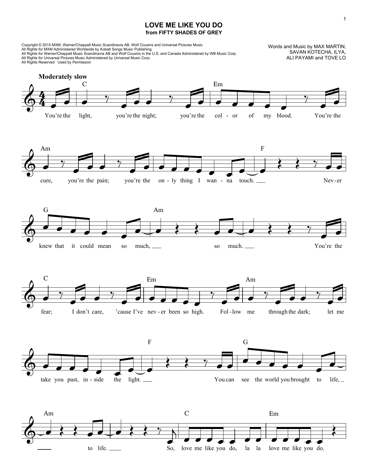 Love Me Like You Do Chords Love Me Like You Do Ellie Goulding Piano Vocal Guitar Right Hand Melody Digital Sheet Music