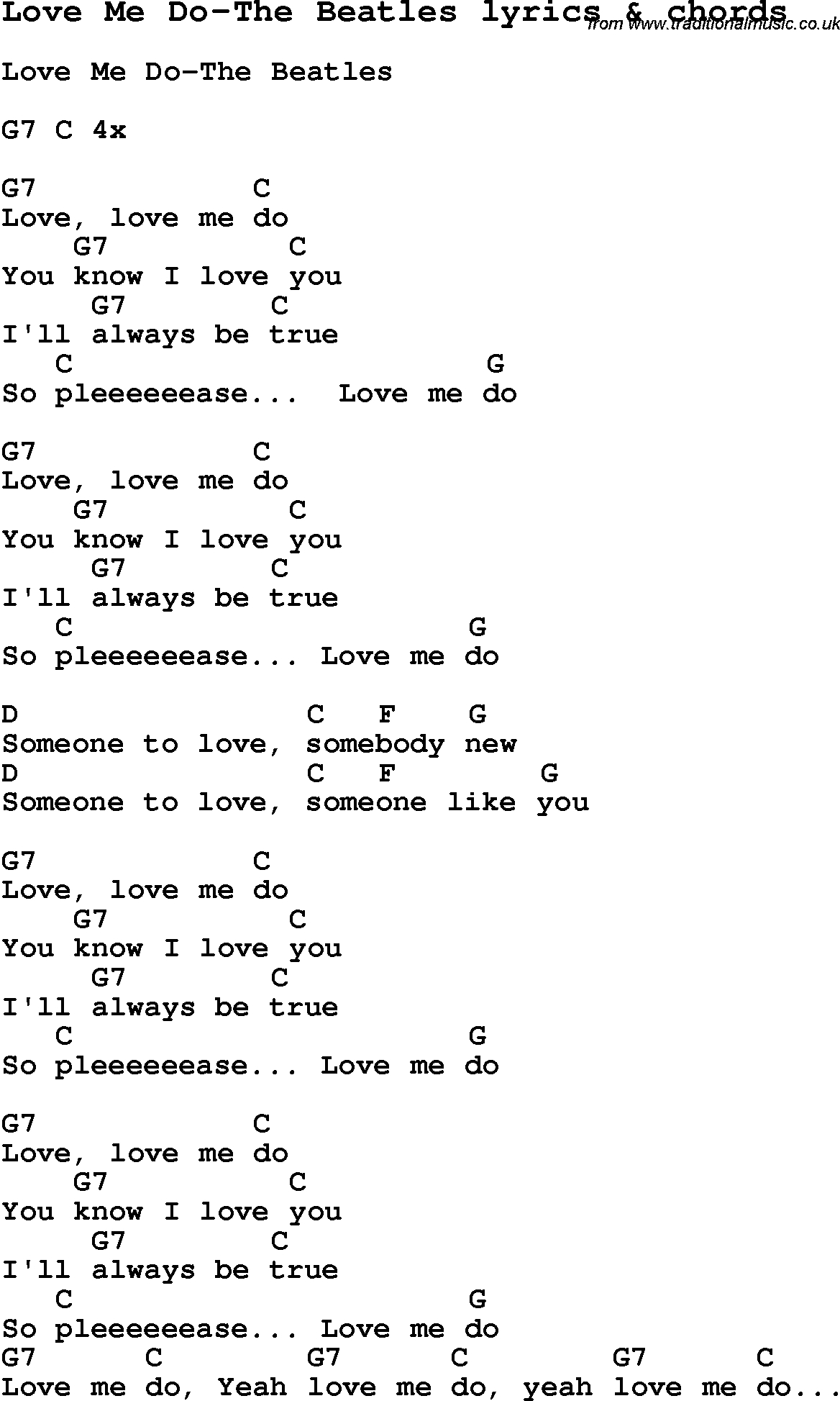 Love Me Like You Do Chords Love Song Lyrics Forlove Me Do The Beatles With Chords