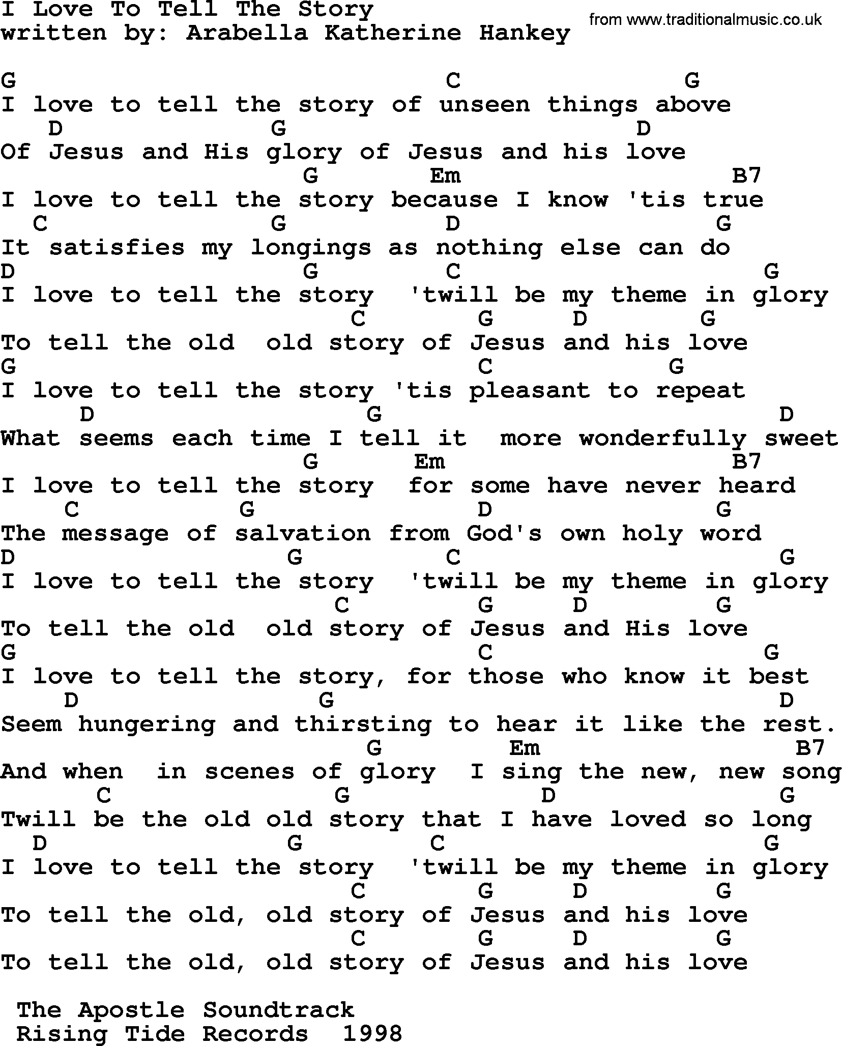Love Story Chords Emmylou Harris Song I Love To Tell The Story Lyrics And Chords