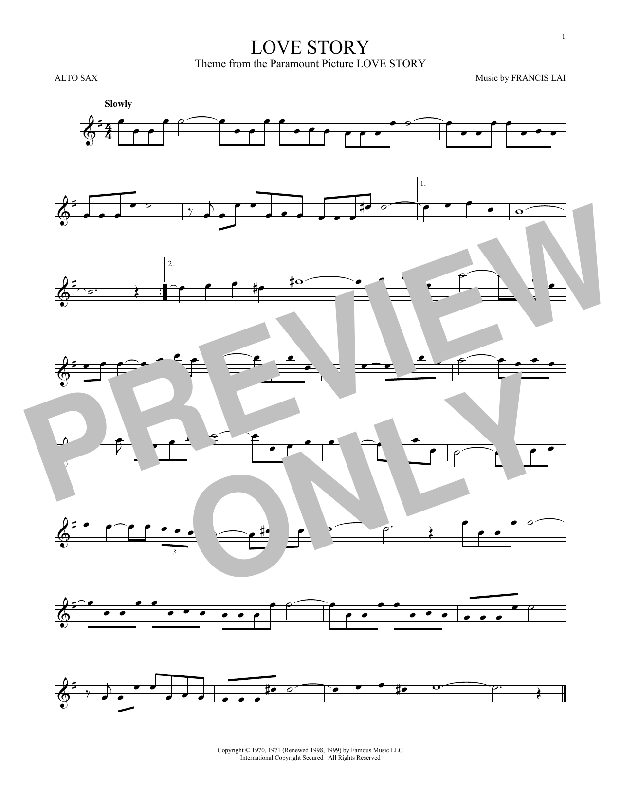 Love Story Chords Francis Lai Love Story Sheet Music Notes Chords Download Printable Alto Saxophone Sku 168786