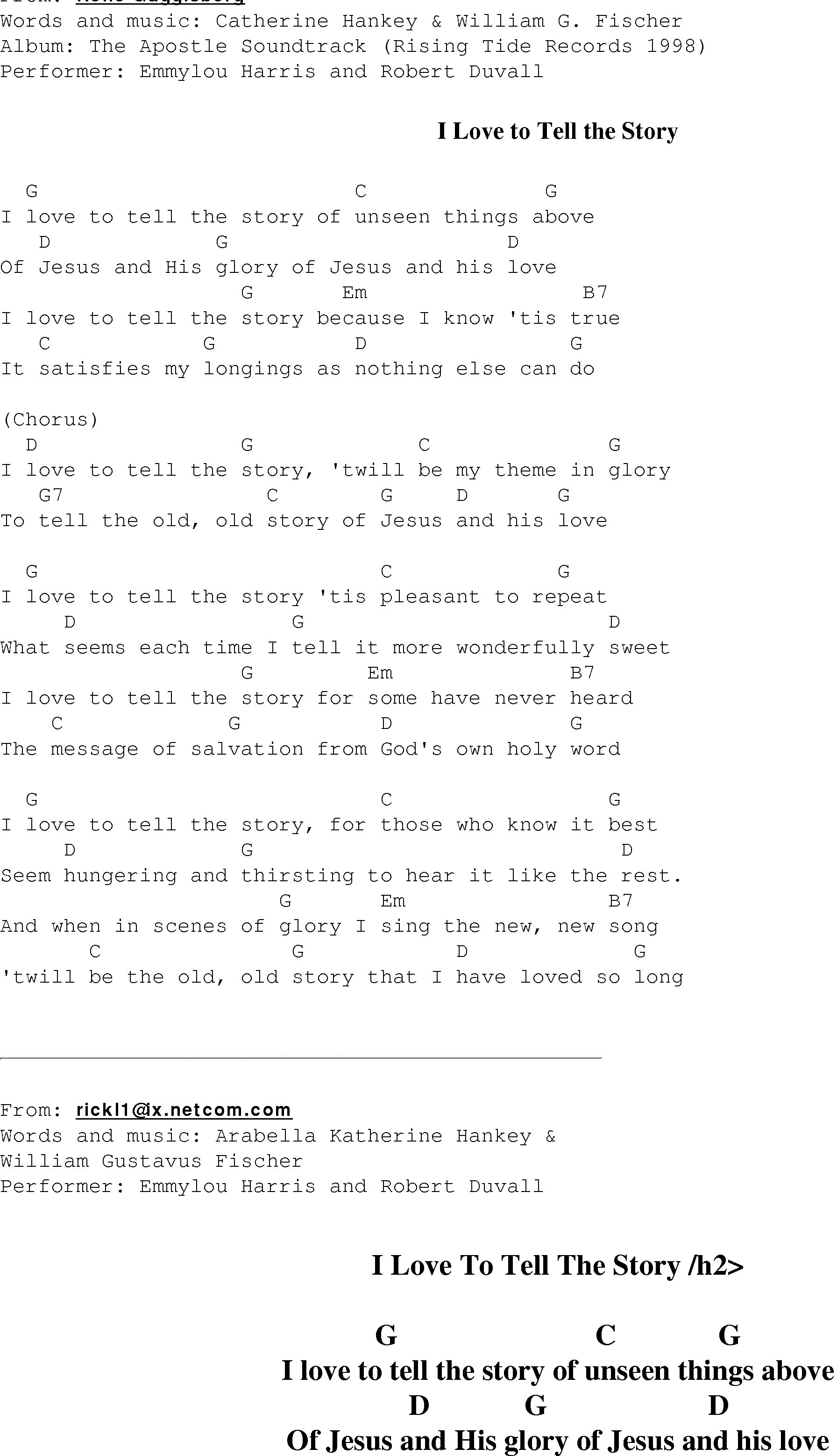Love Story Chords I Love To Tell The Story Christian Gospel Song Lyrics And Chords