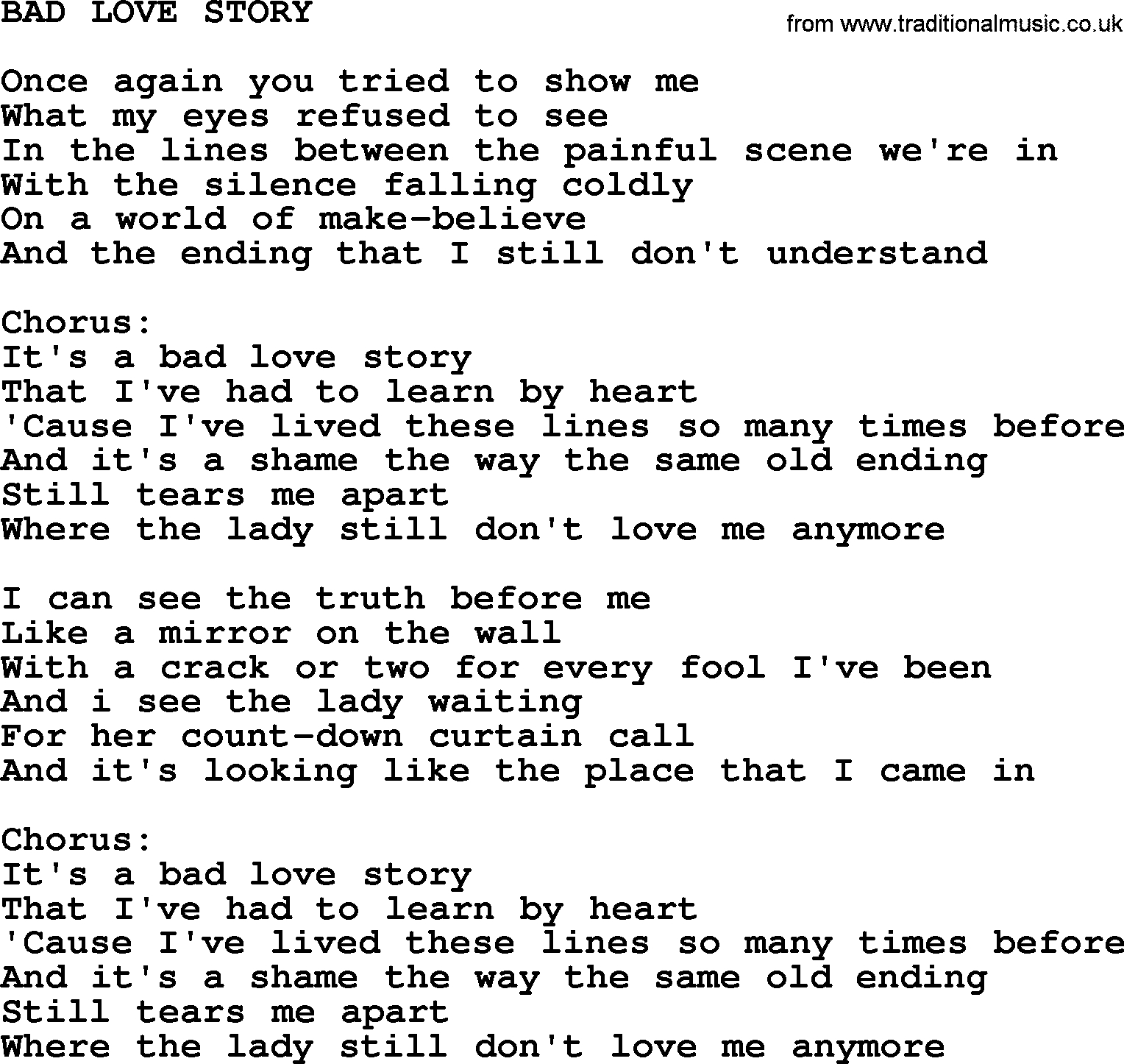 Love Story Chords Kris Kristofferson Song Bad Love Storytxt Lyrics And Chords