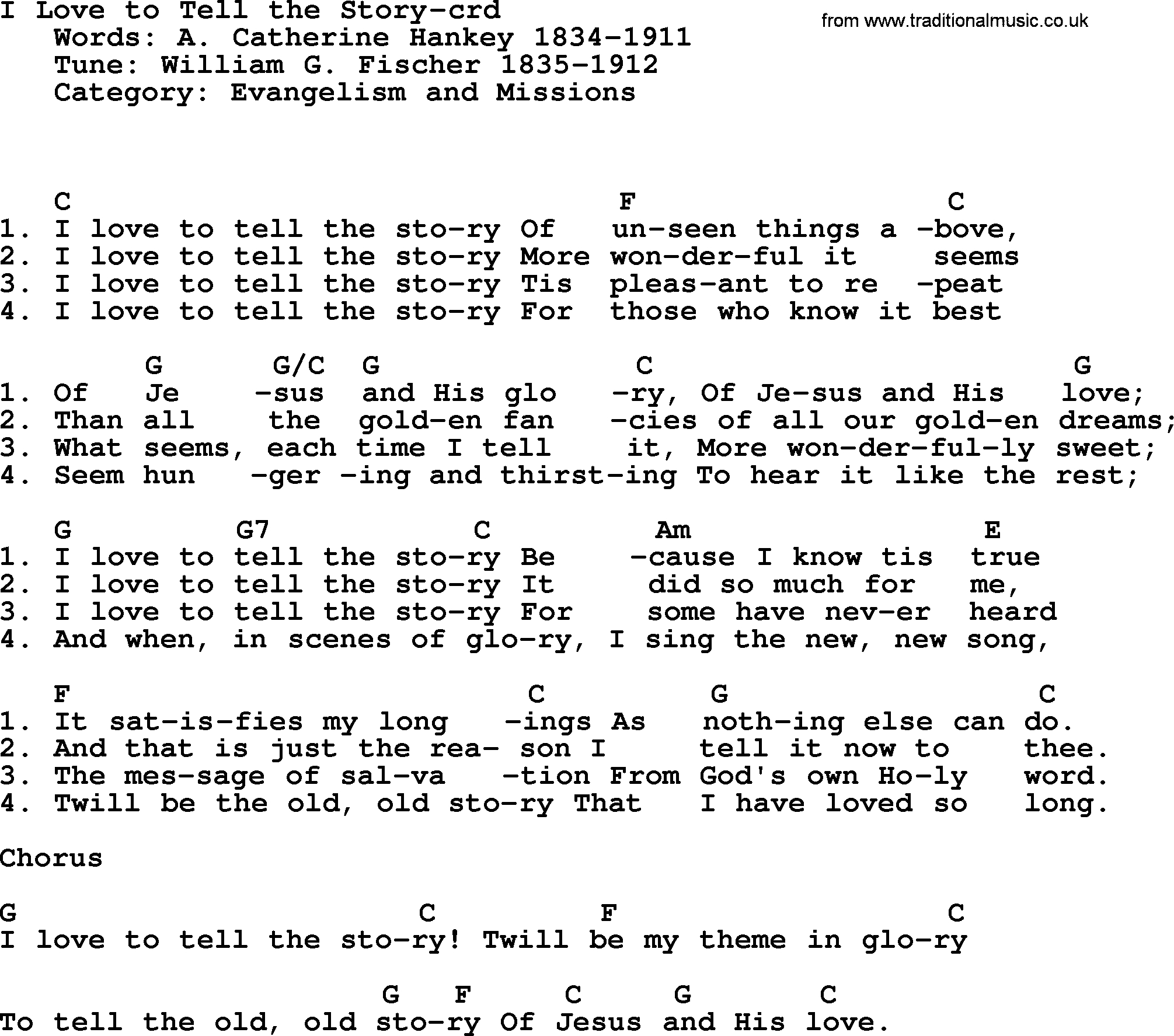 Love Story Chords Top 500 Hymn I Love To Tell The Story Lyrics Chords And Pdf