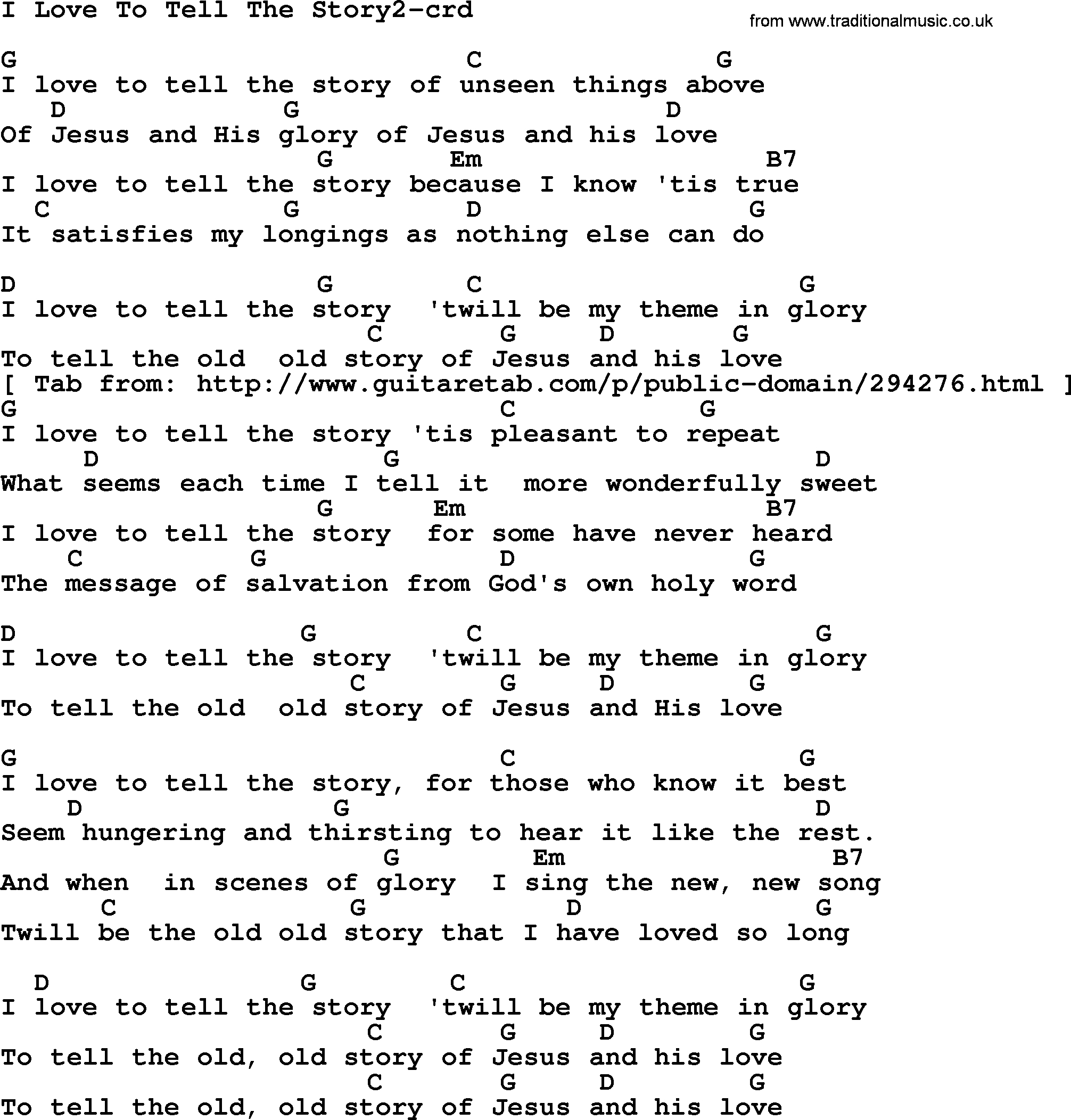 Love Story Chords Top 500 Hymn I Love To Tell The Story2 Lyrics Chords And Pdf