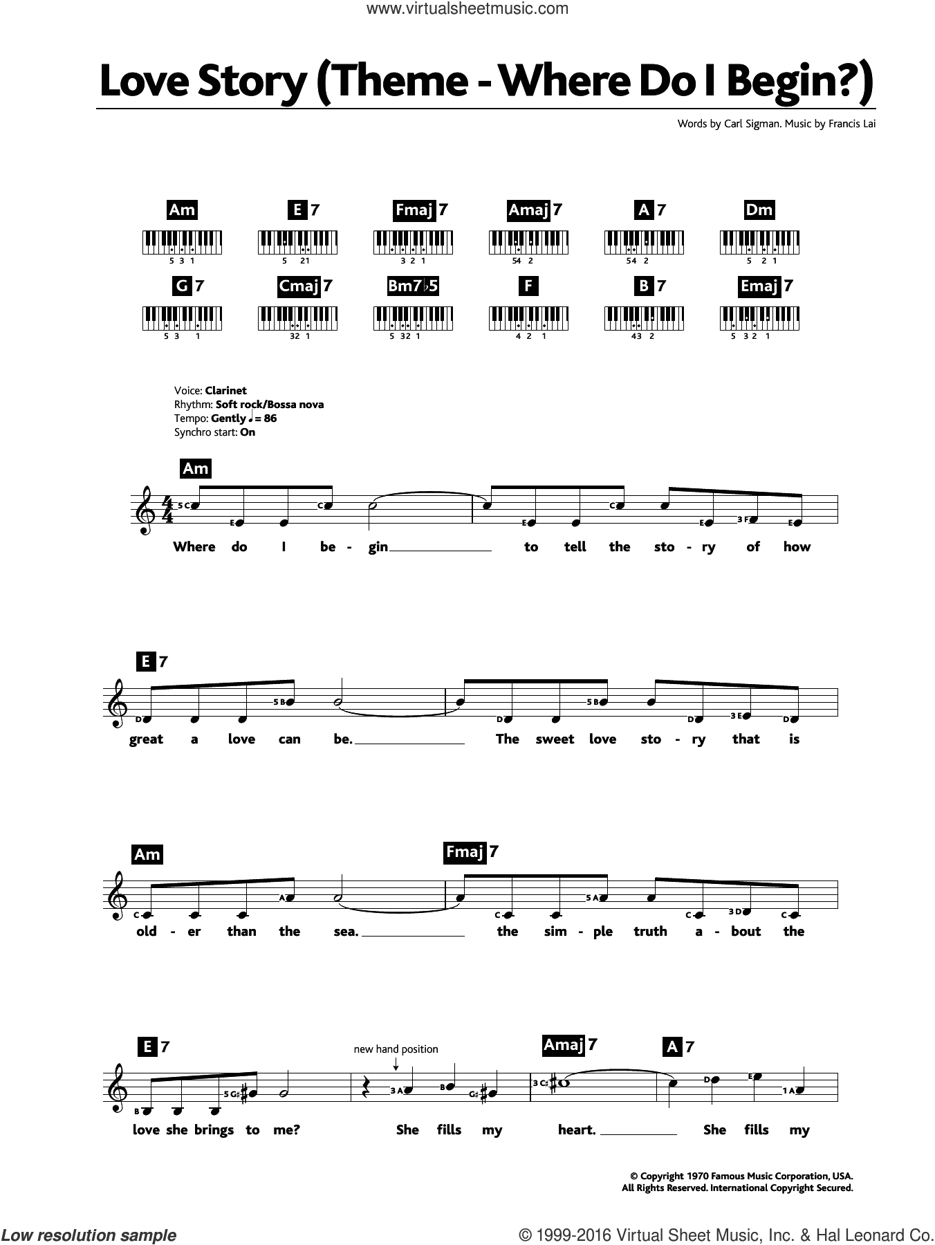 Love Story Chords Williams Where Do I Begin Theme From Love Story Sheet Music For Piano Solo Chords Lyrics Melody