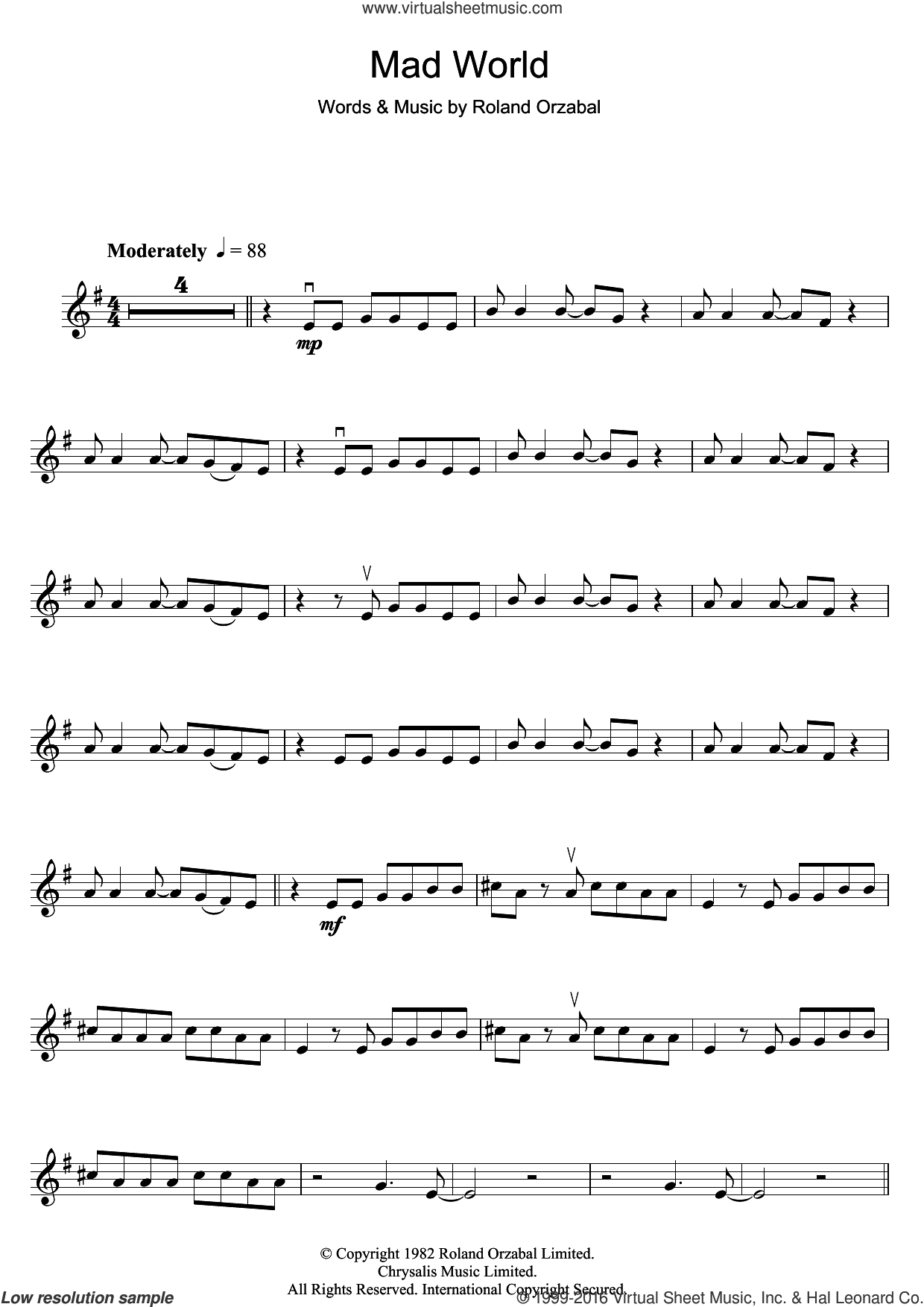 Mad World Chords Fears Mad World Sheet Music For Violin Solo Pdf Interactive
