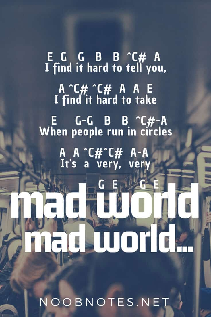 Mad World Chords Mad World Tears For Fears Gary Jules Letter Notes For Beginners