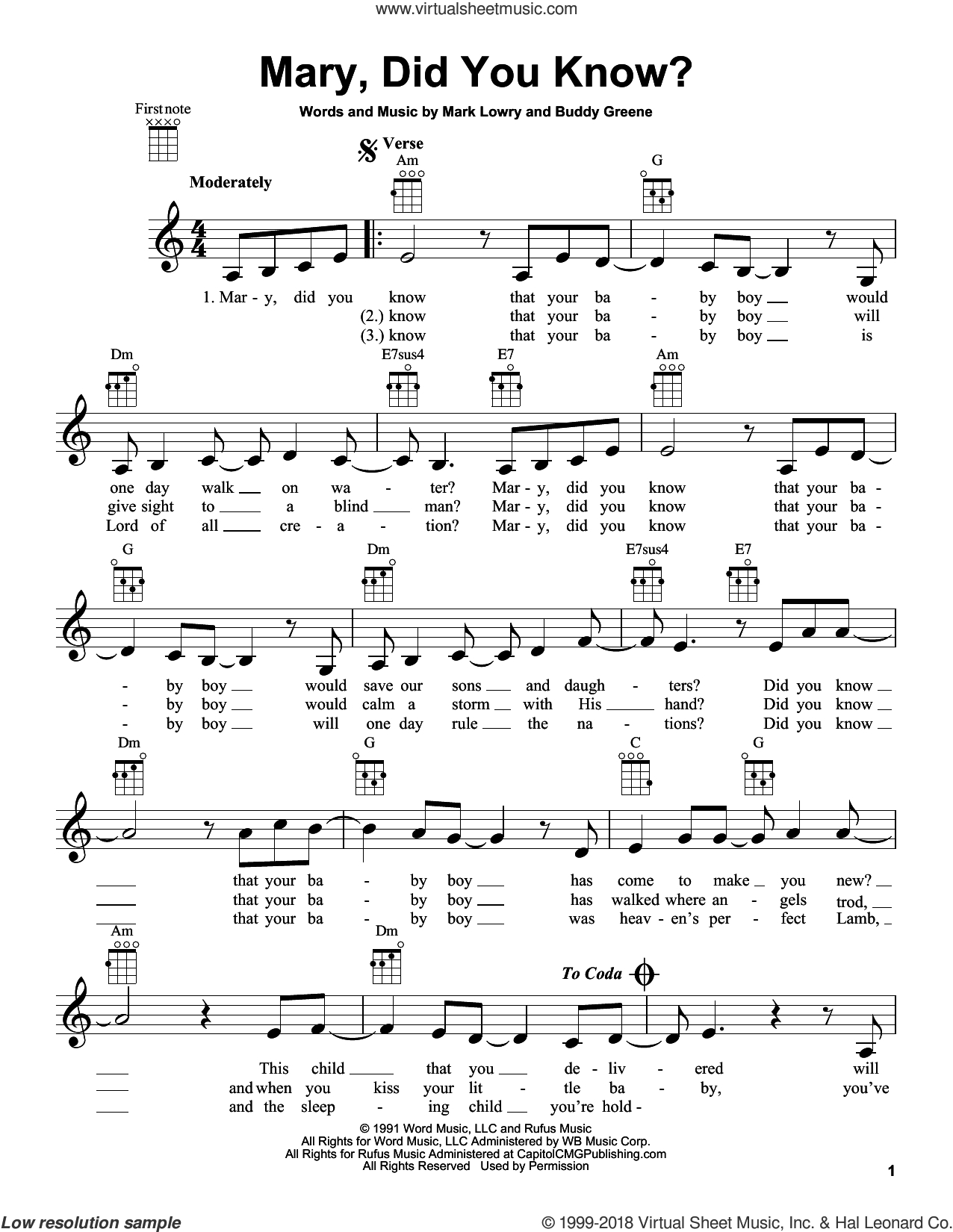 Mary Did You Know Chords Greene Mary Did You Know Sheet Music For Ukulele Pdf