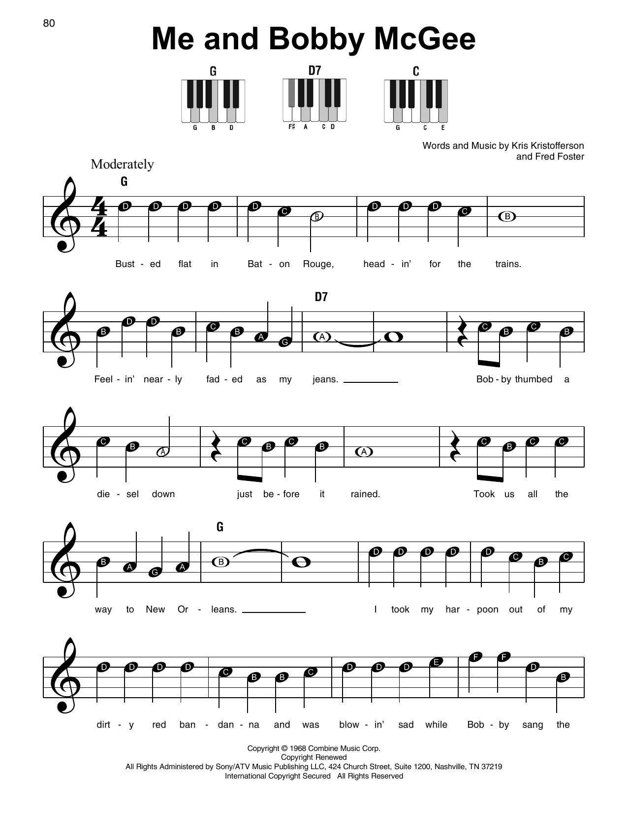 Me And Bobby Mcgee Chords Me And Bob Mcgee Sheet Music To Download