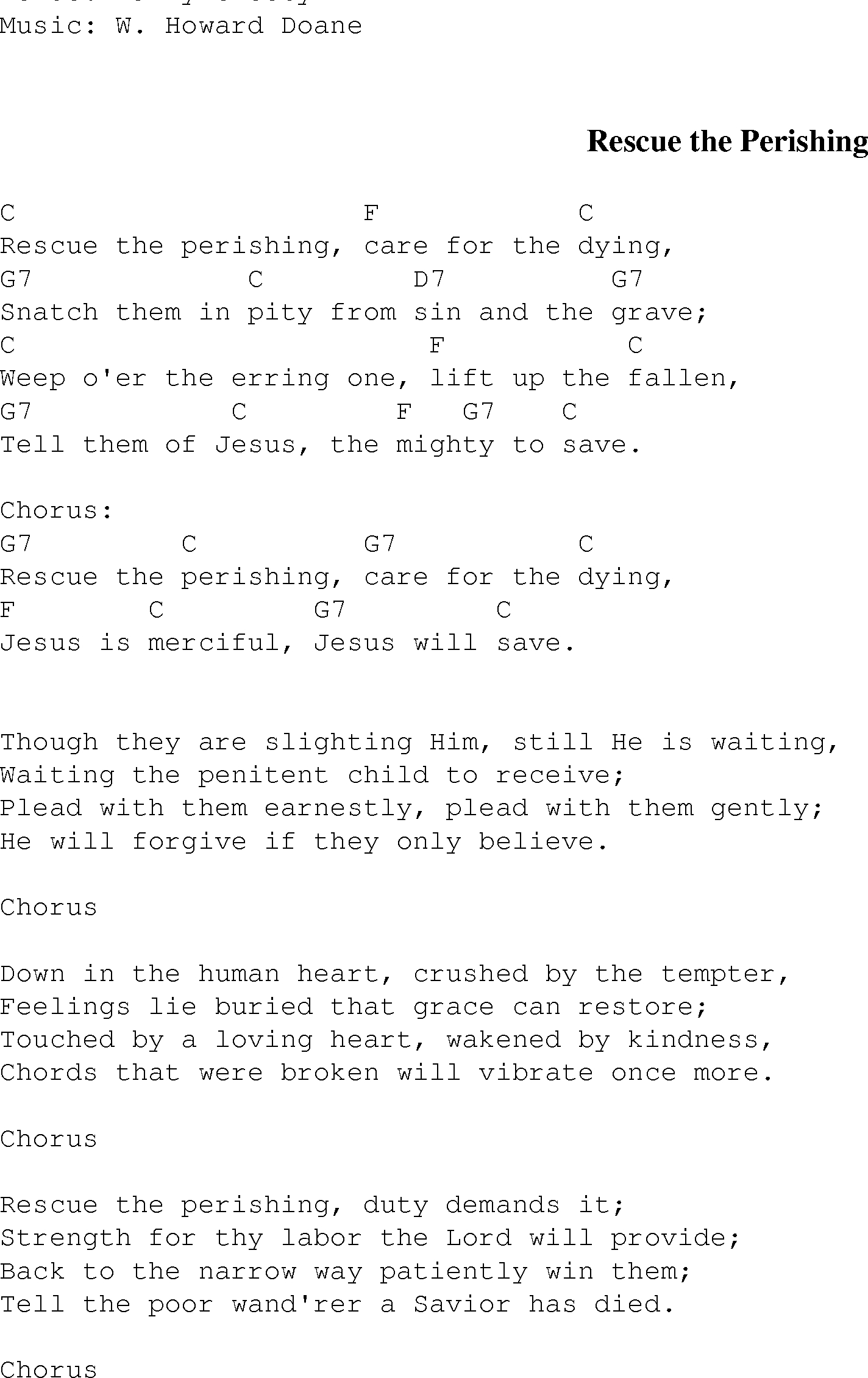 Mighty To Save Chords Rescue The Perishing Christian Gospel Song Lyrics And Chords