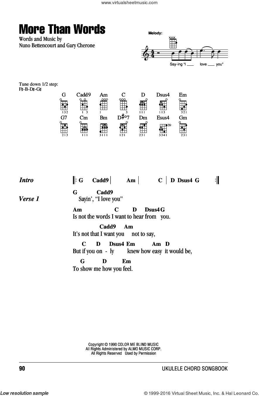 More Than Words Chords Extreme More Than Words Sheet Music For Ukulele Chords Pdf