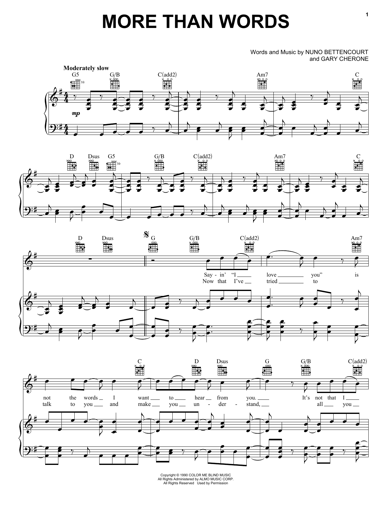 More Than Words Chords Extreme More Than Words Sheet Music Notes Chords Download Printable Flute Sku 181063