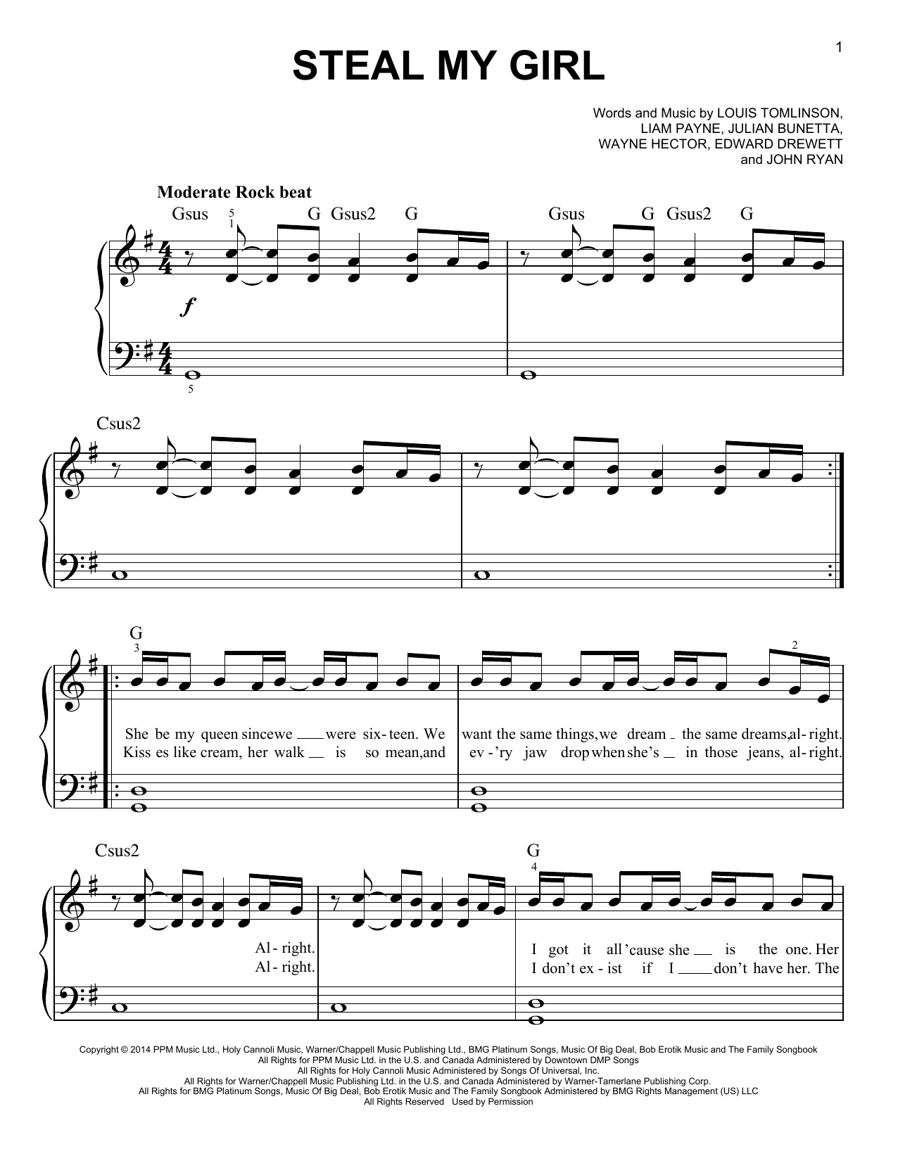 My Girl Chords One Direction Steal My Girl Sheet Music Notes Chords Download Printable Easy Piano Sku 157862